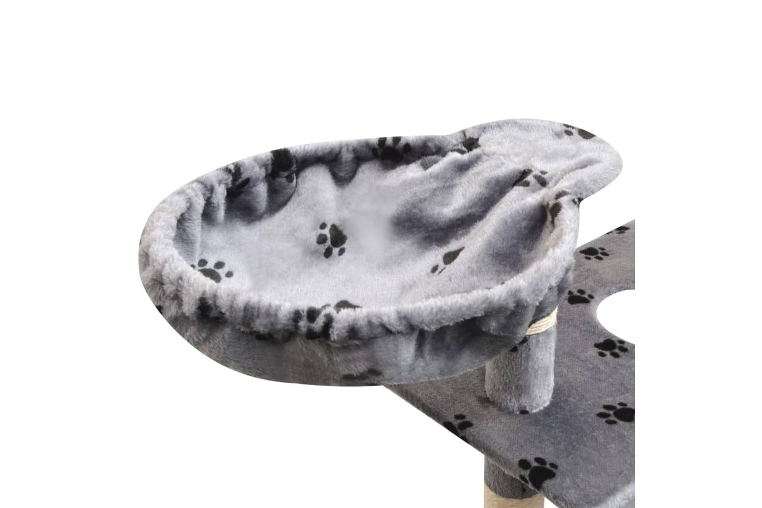Cat Tree With Sisal Scratching Posts 150 Cm Paw Prints Grey-5