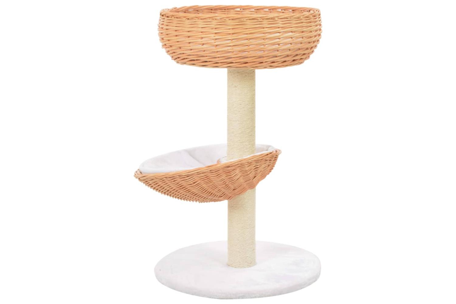Cat Tree With Sisal Scratching Post Natural Willow Wood-2