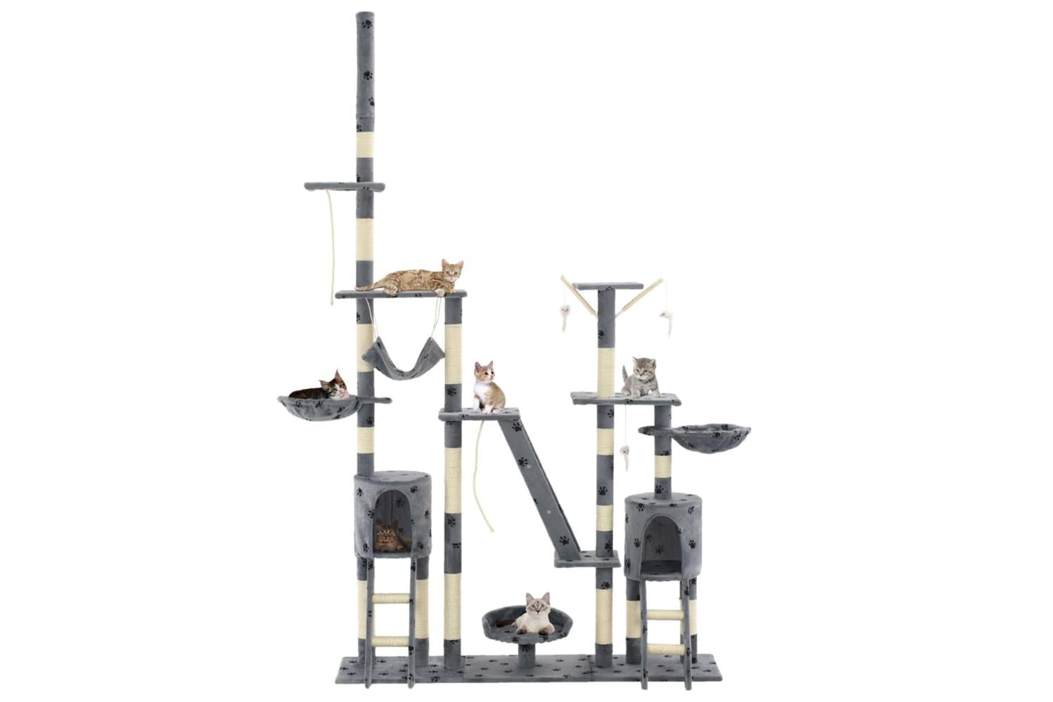 Cat Tree With Sisal Scratching Posts 230-250 Cm Paw Prints Grey-2