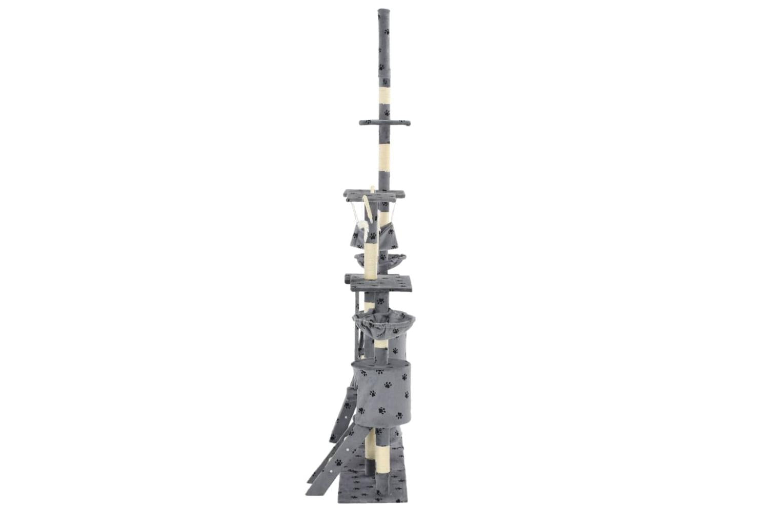 Cat Tree With Sisal Scratching Posts 230-250 Cm Paw Prints Grey-4