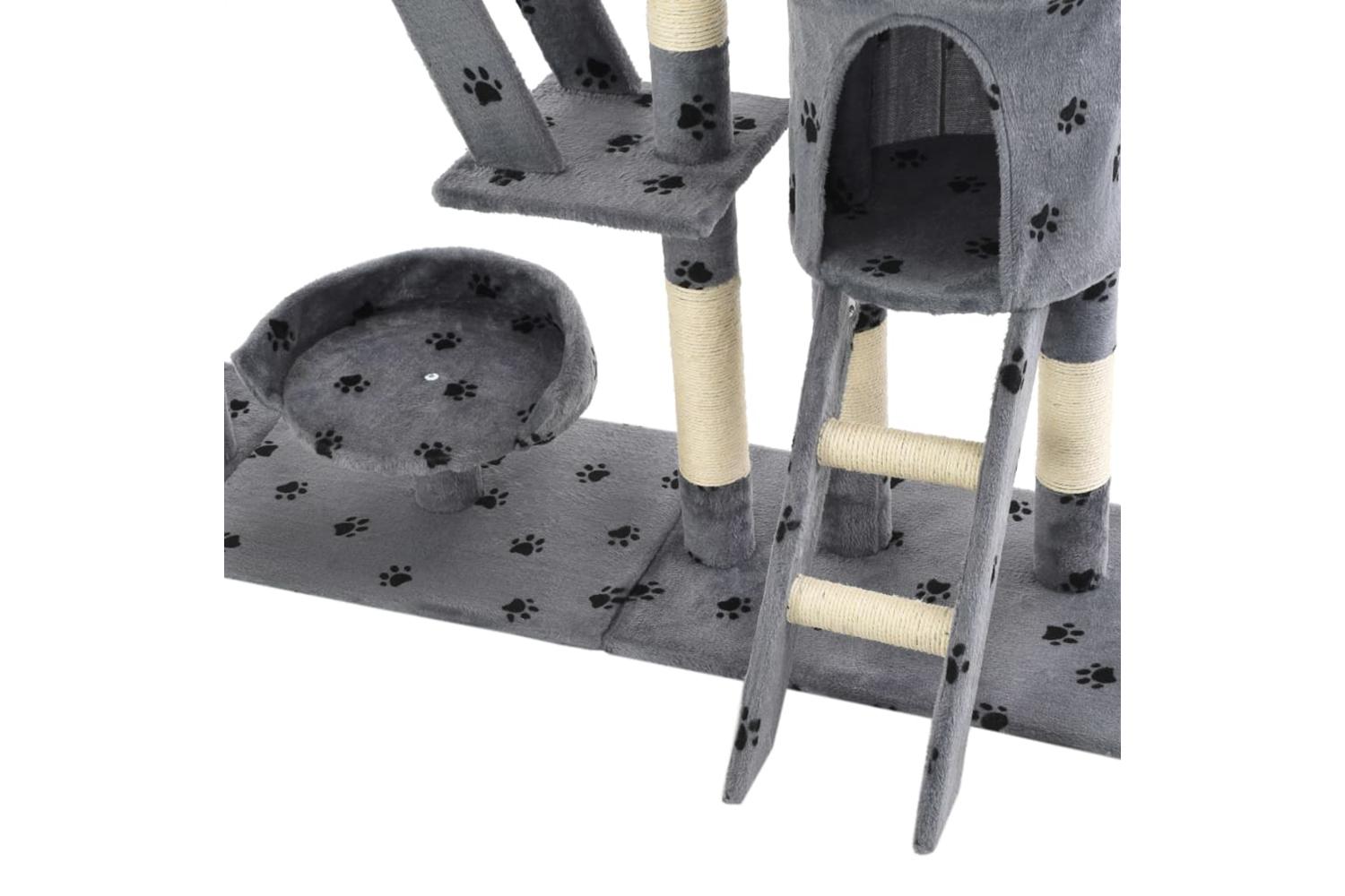 Cat Tree With Sisal Scratching Posts 230-250 Cm Paw Prints Grey-7