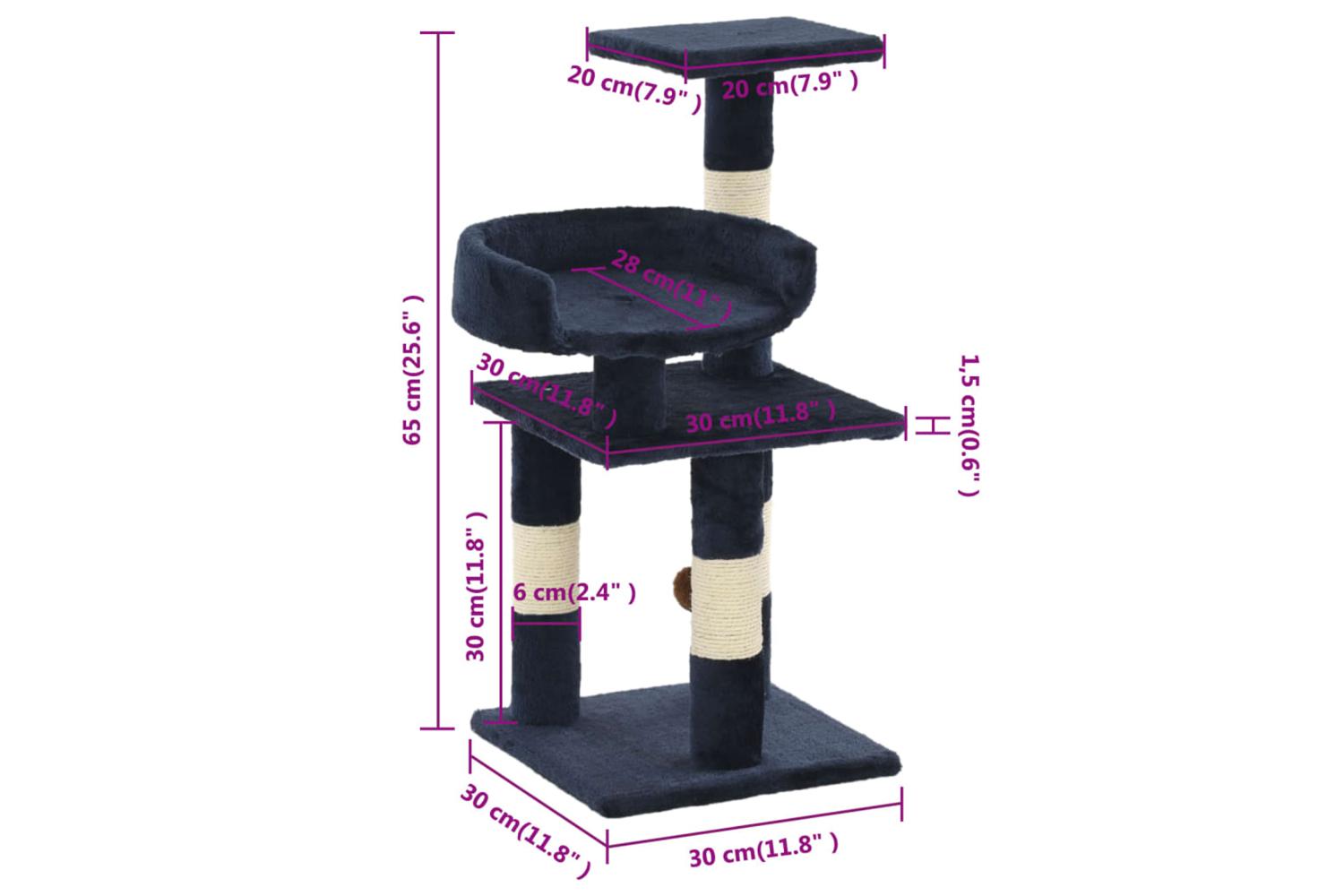 Cat Tree With Sisal Scratching Posts 65 Cm Blue-6