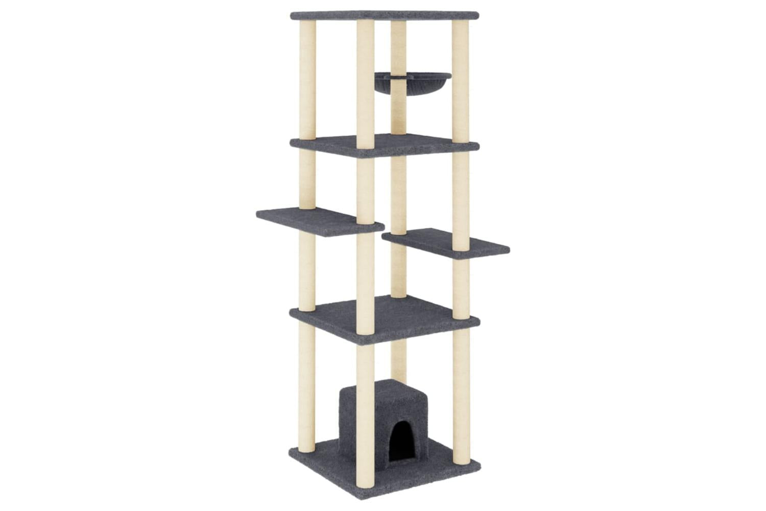 Cat Tree With Sisal Scratching Posts Dark Grey 154 Cm-2