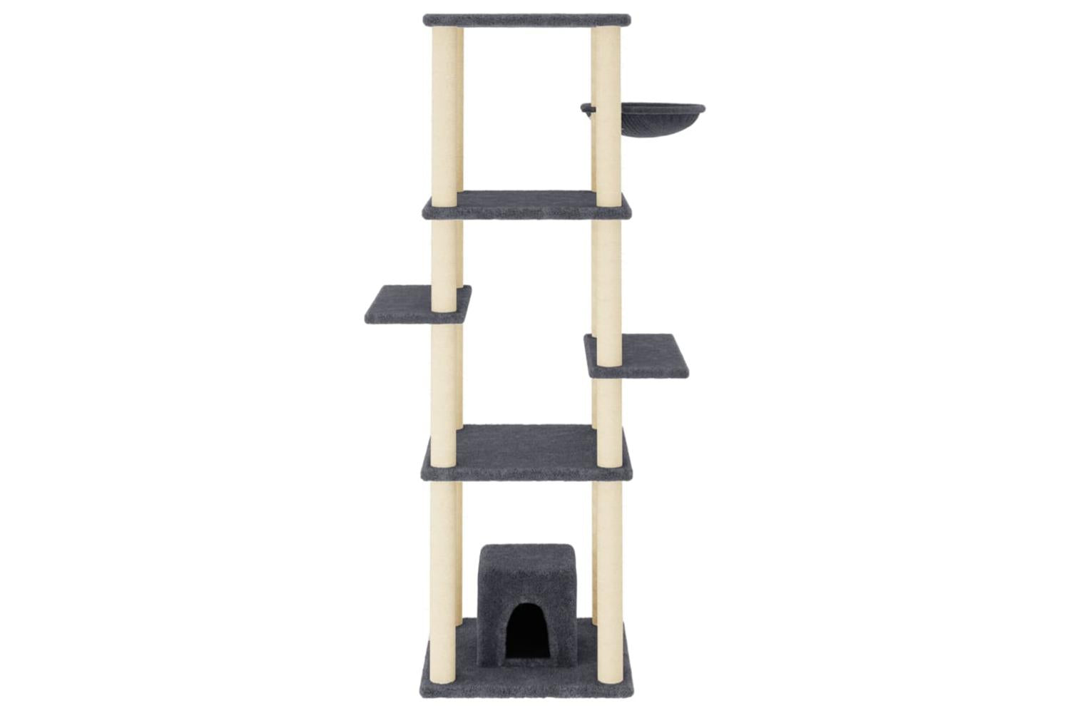 Cat Tree With Sisal Scratching Posts Dark Grey 154 Cm-3
