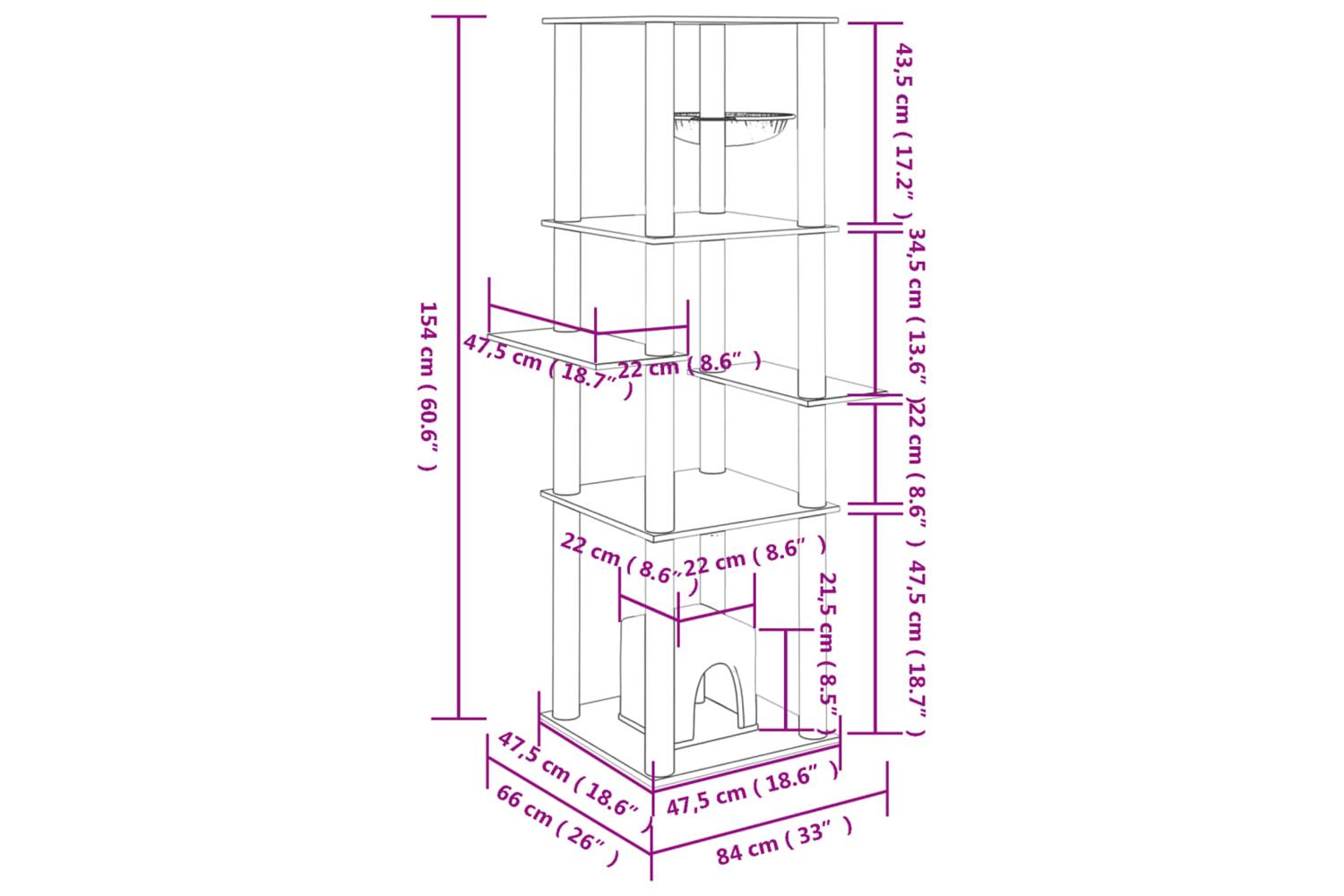 Cat Tree With Sisal Scratching Posts Dark Grey 154 Cm-6