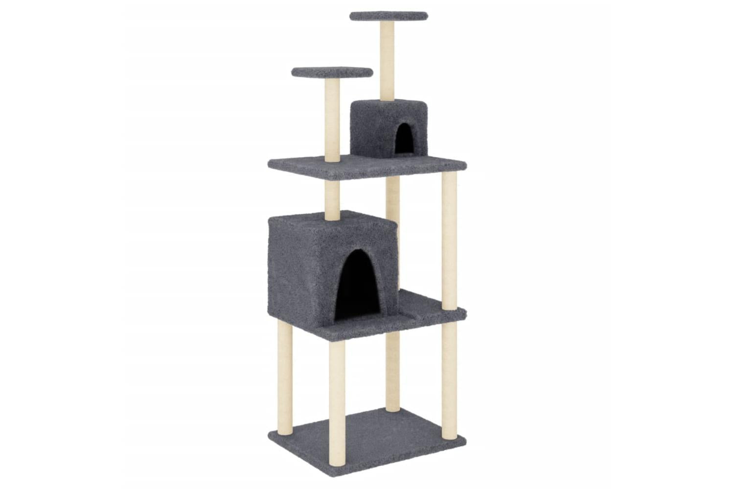 Cat Tree With Sisal Scratching Posts Dark Grey 167 Cm-2