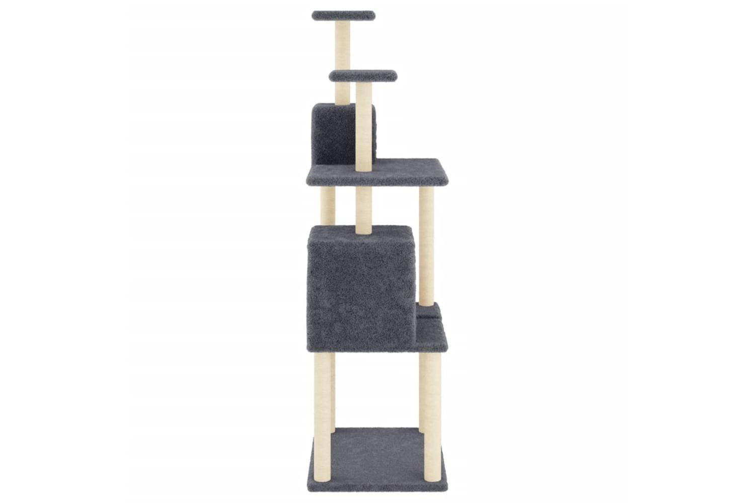 Cat Tree With Sisal Scratching Posts Dark Grey 167 Cm-4