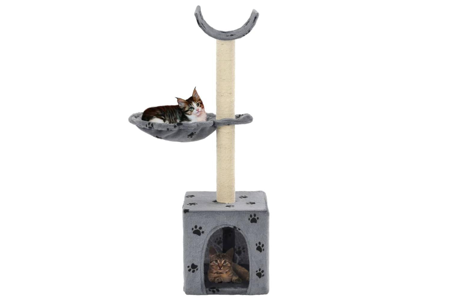 Cat Tree With Sisal Scratching Posts 105 Cm Paw Prints Grey-2