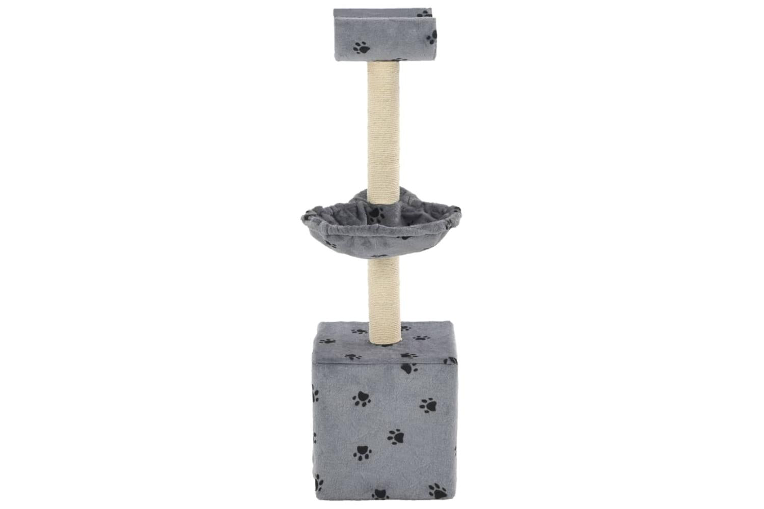Cat Tree With Sisal Scratching Posts 105 Cm Paw Prints Grey-3