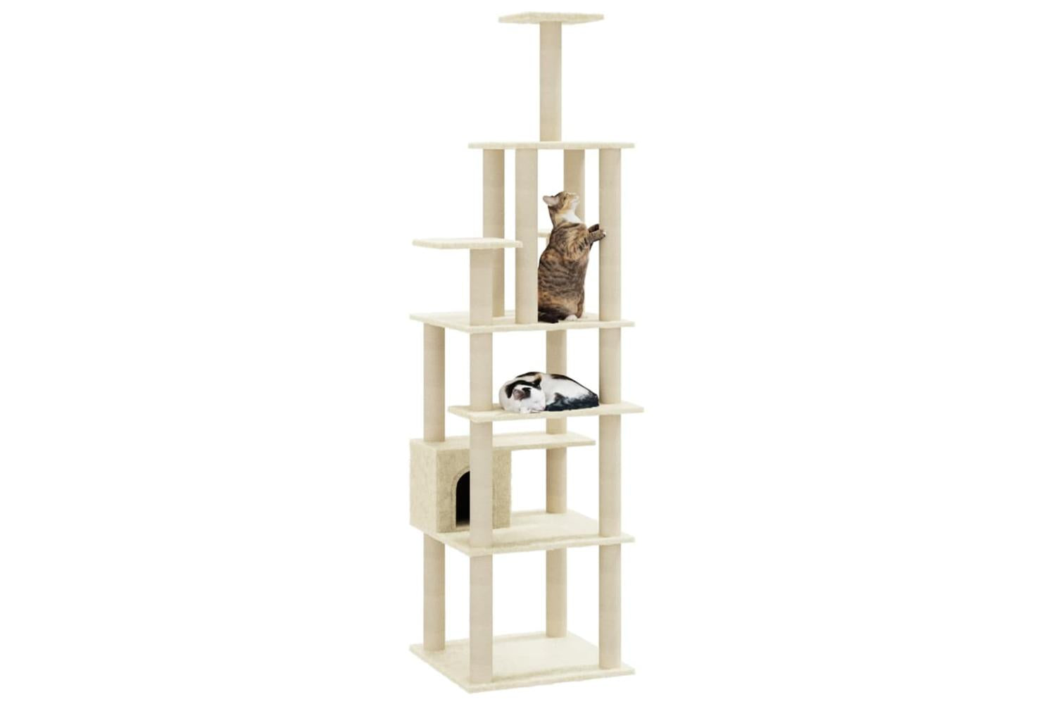 Cat Tree With Sisal Scratching Posts Cream 183 Cm-3