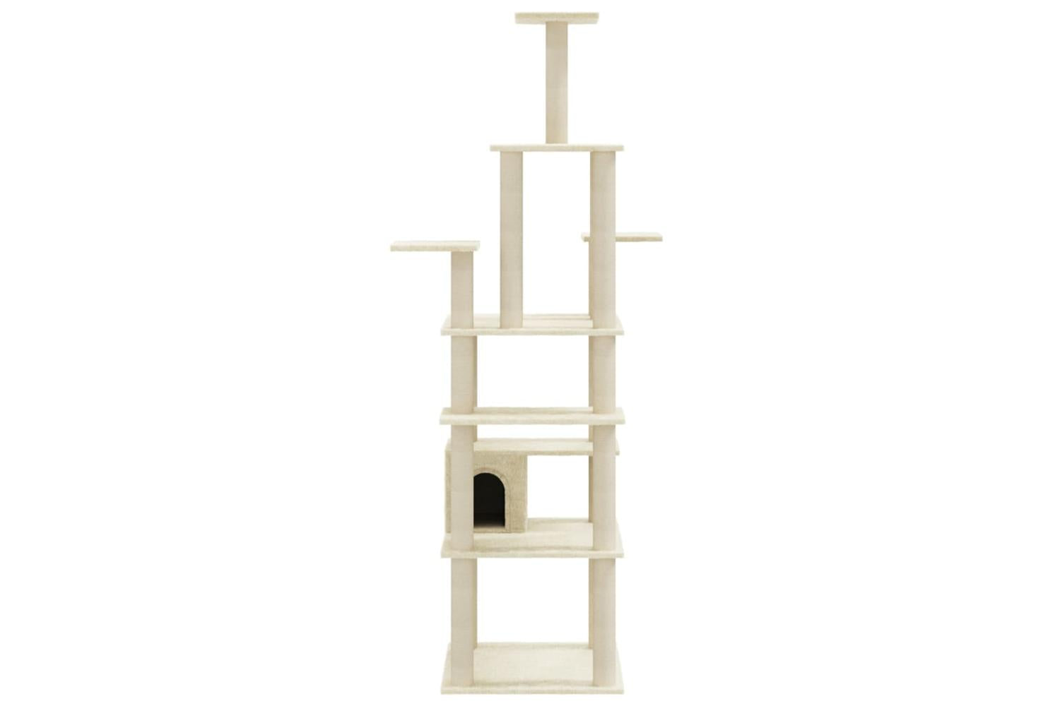 Cat Tree With Sisal Scratching Posts Cream 183 Cm-4