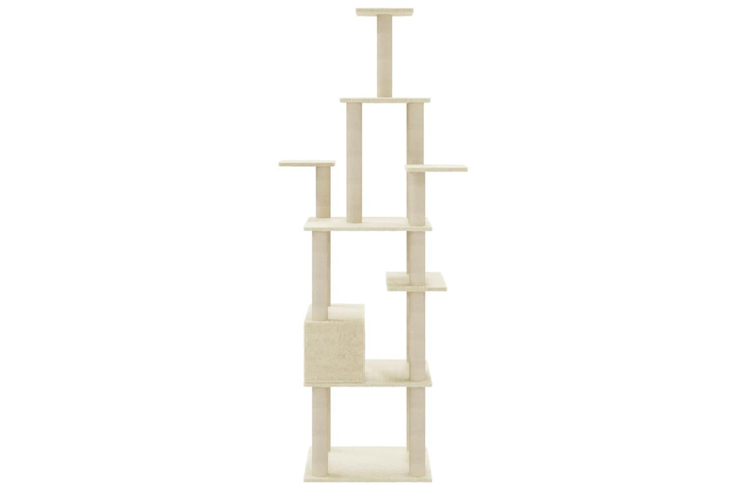 Cat Tree With Sisal Scratching Posts Cream 183 Cm-5