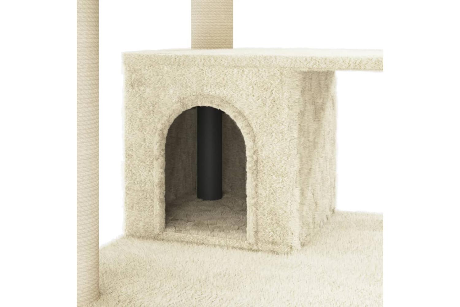 Cat Tree With Sisal Scratching Posts Cream 183 Cm-7