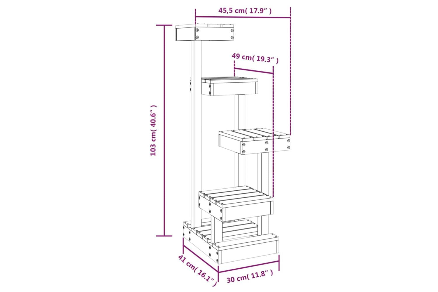 Cat Tree White 455x49x103 Cm Solid Wood Pine-7