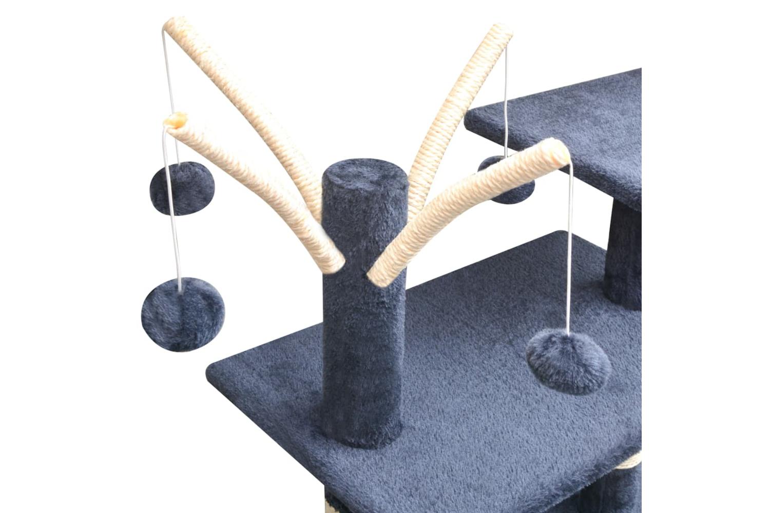 Cat Tree With Sisal Scratching Posts 125 Cm Dark Blue-4