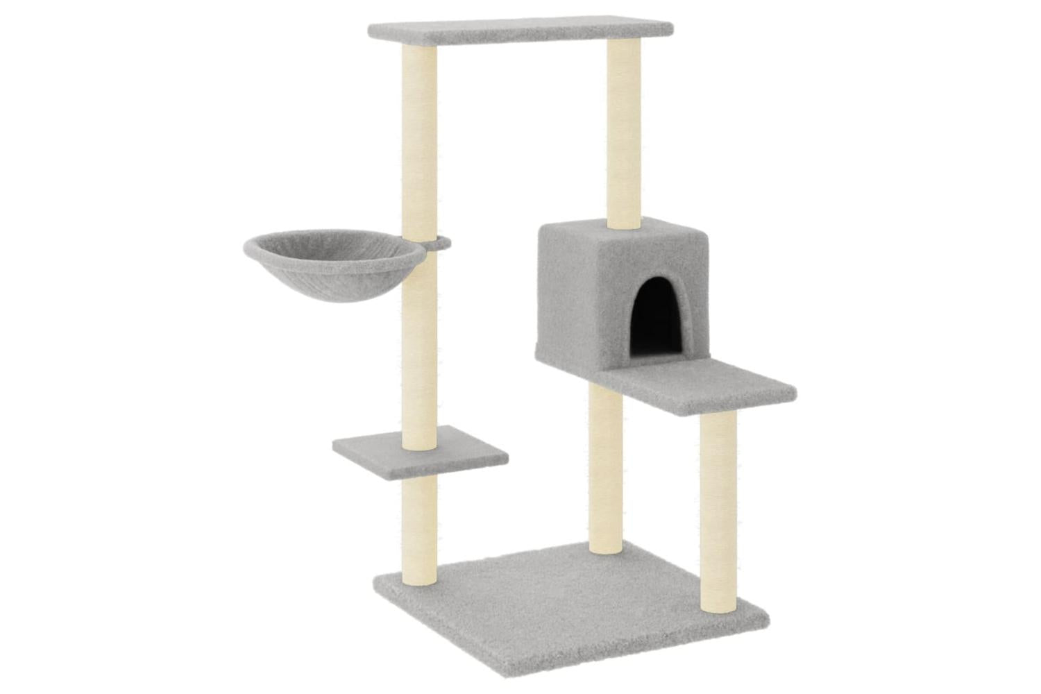 Cat Tree With Sisal Scratching Posts Light Grey 95 Cm-2
