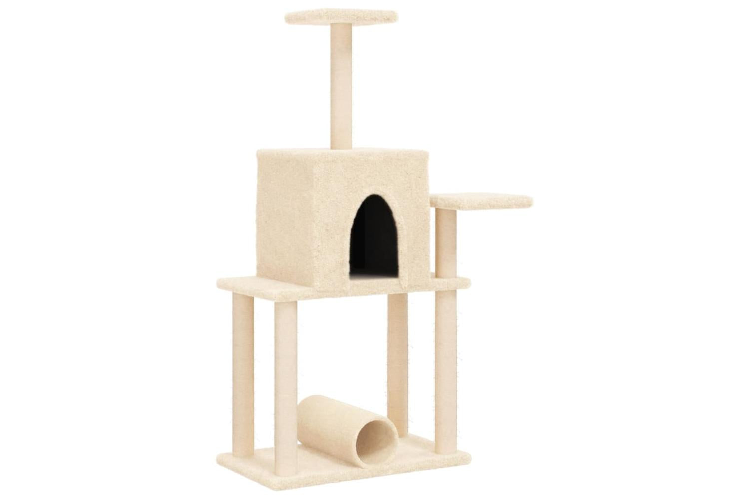 Cat Tree With Sisal Scratching Posts Cream 122 Cm-2