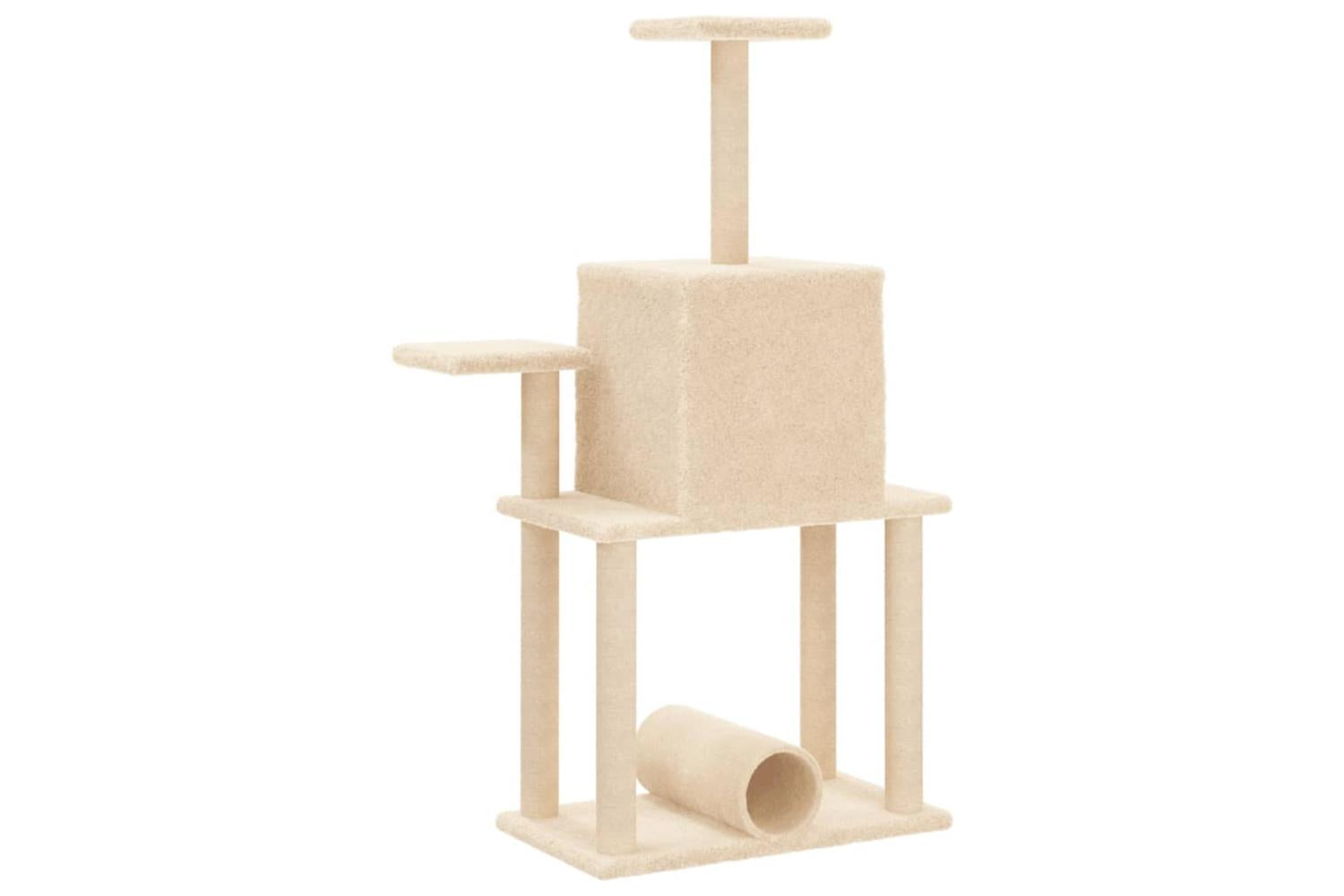 Cat Tree With Sisal Scratching Posts Cream 122 Cm-6
