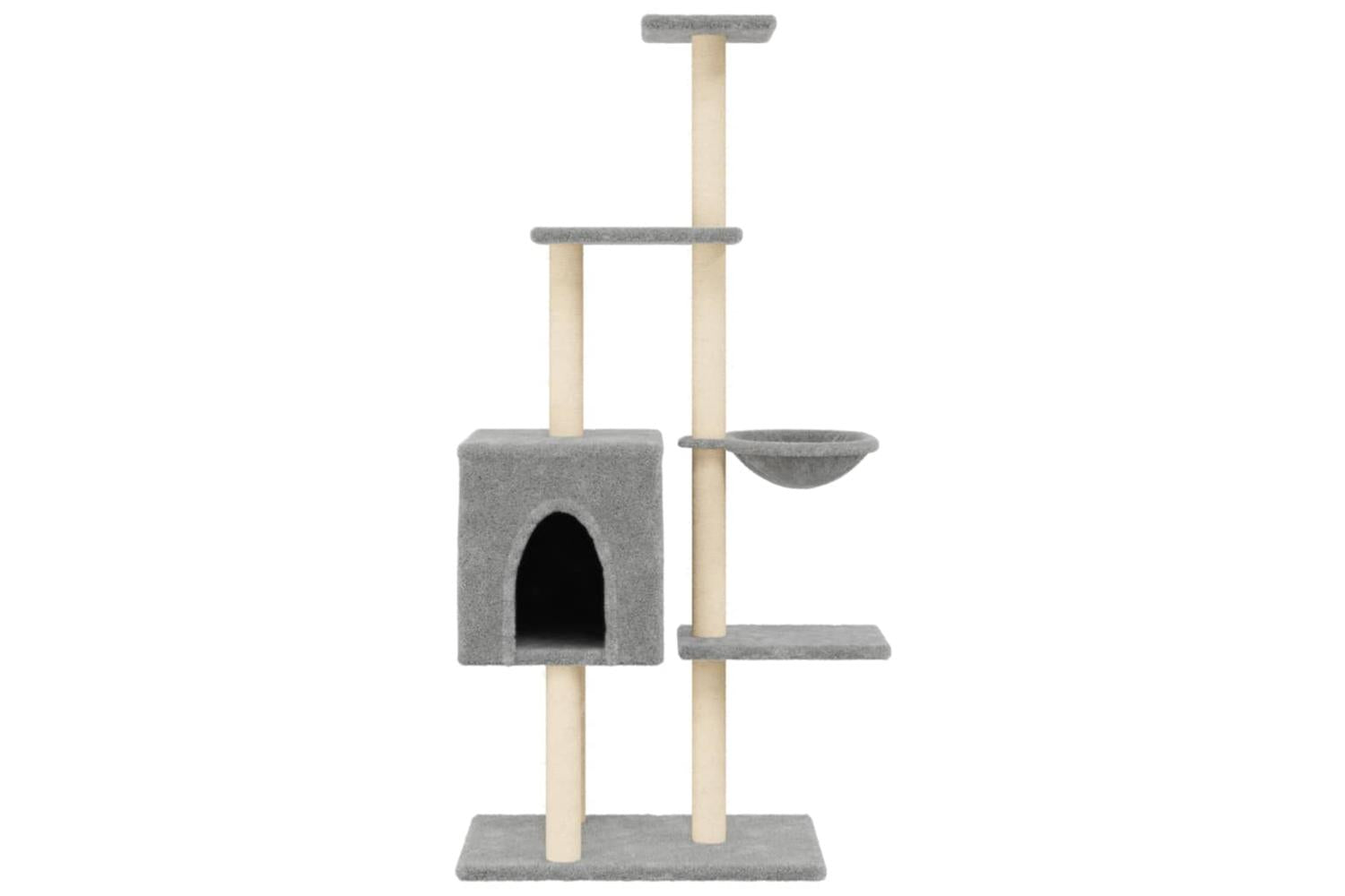 Cat Tree With Sisal Scratching Posts Light Grey 145 Cm-4