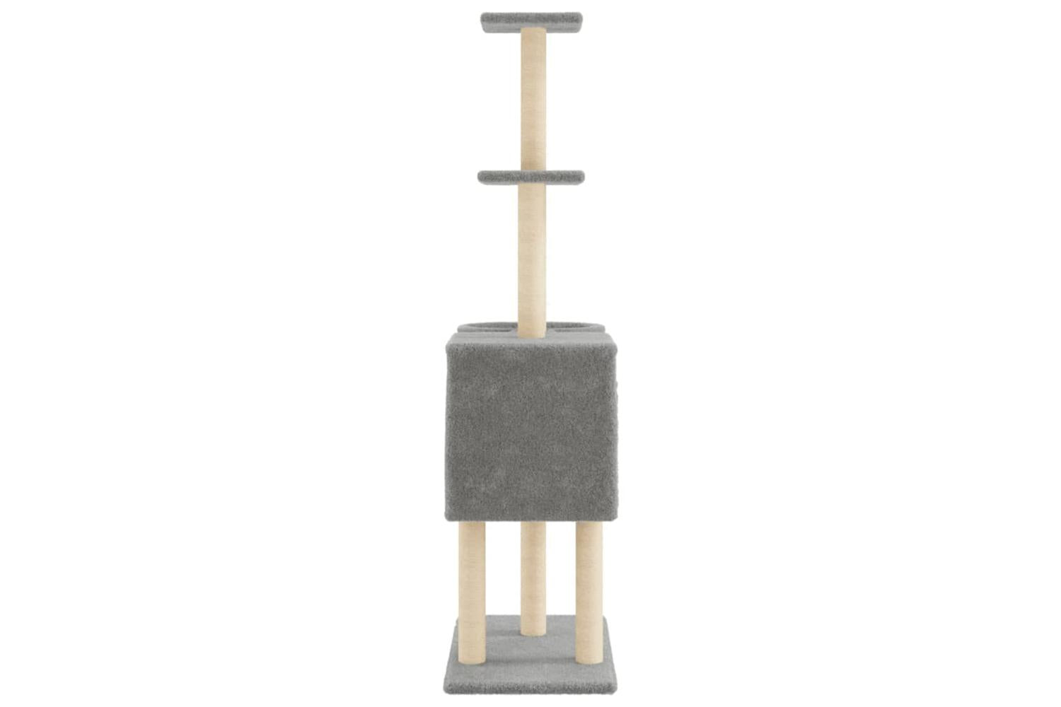 Cat Tree With Sisal Scratching Posts Light Grey 145 Cm-5