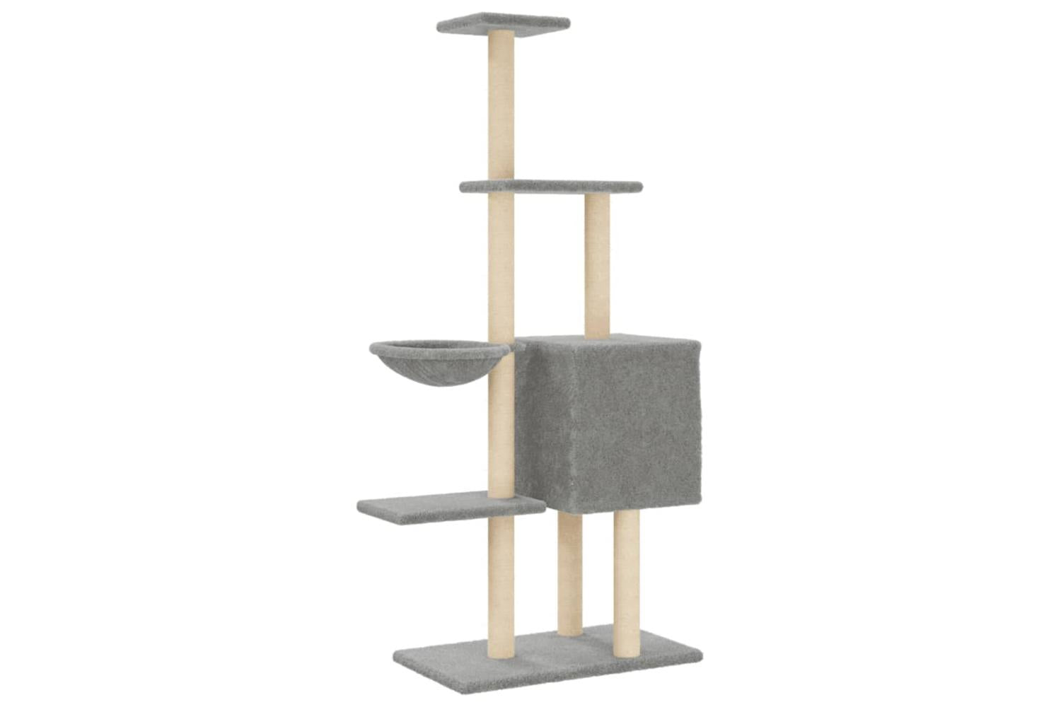 Cat Tree With Sisal Scratching Posts Light Grey 145 Cm-6