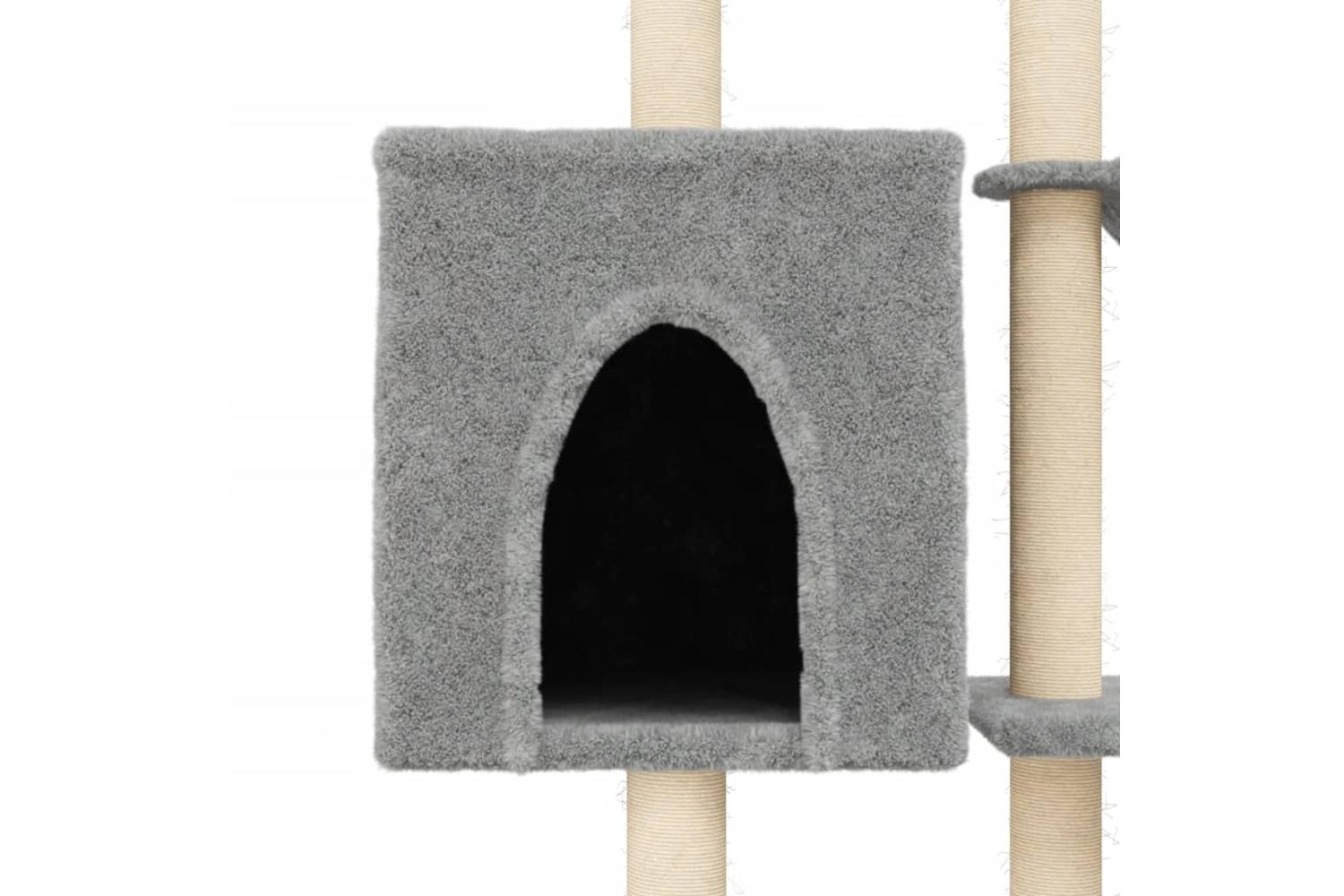 Cat Tree With Sisal Scratching Posts Light Grey 145 Cm-7