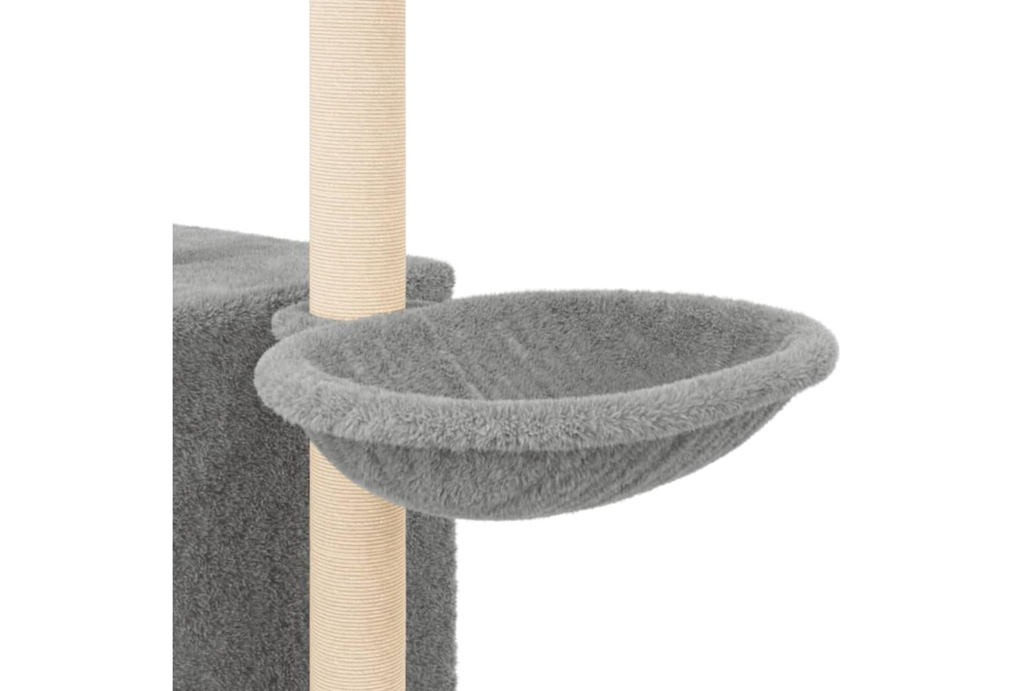 Cat Tree With Sisal Scratching Posts Light Grey 145 Cm-8