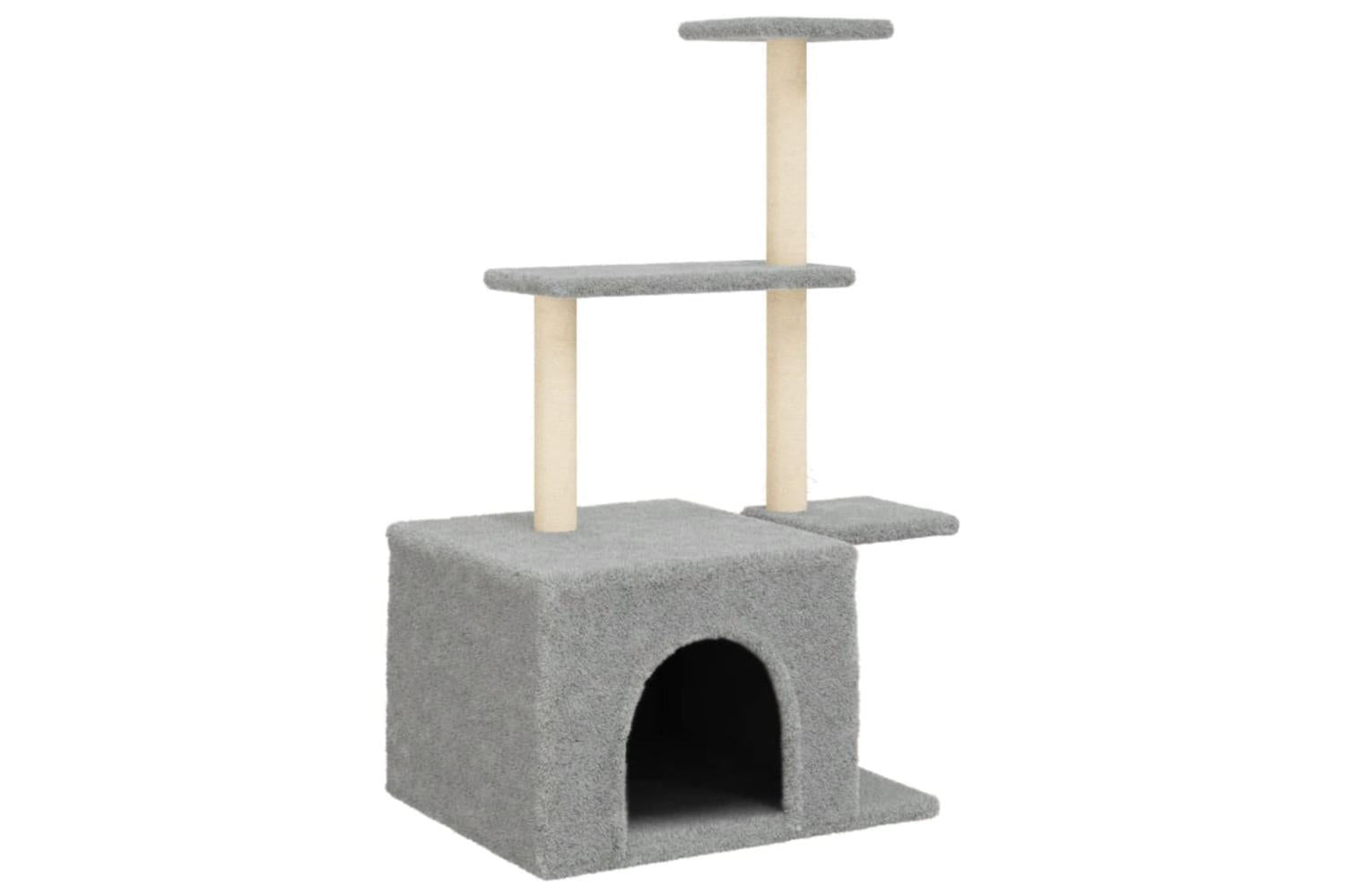 Cat Tree With Sisal Scratching Posts Light Grey 110 Cm-2