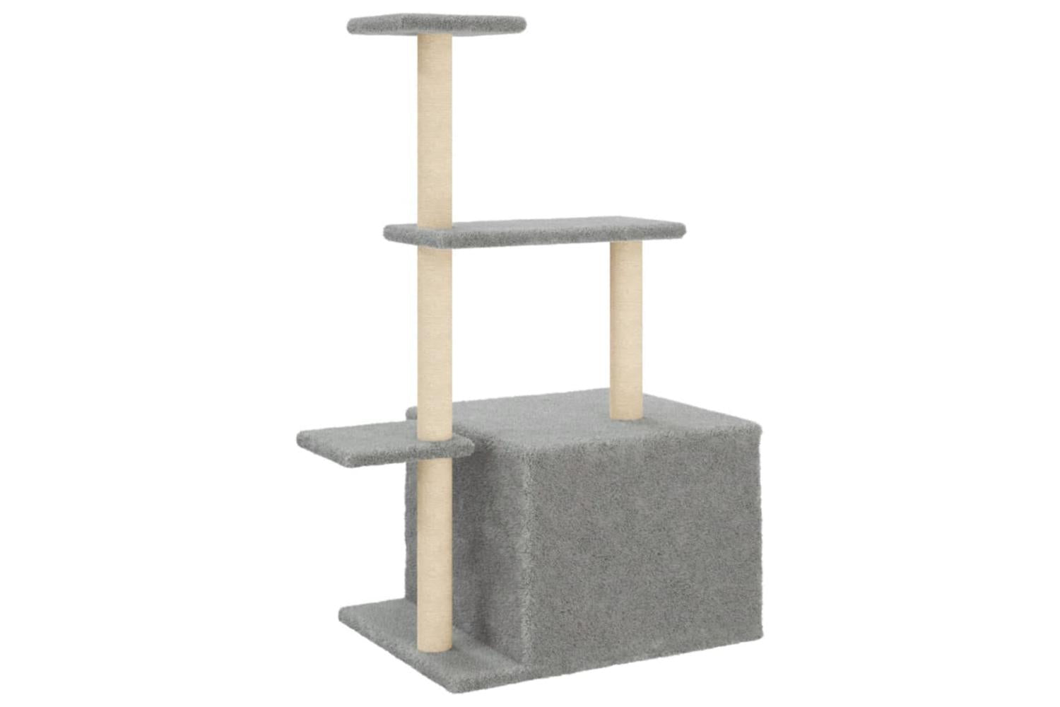 Cat Tree With Sisal Scratching Posts Light Grey 110 Cm-6
