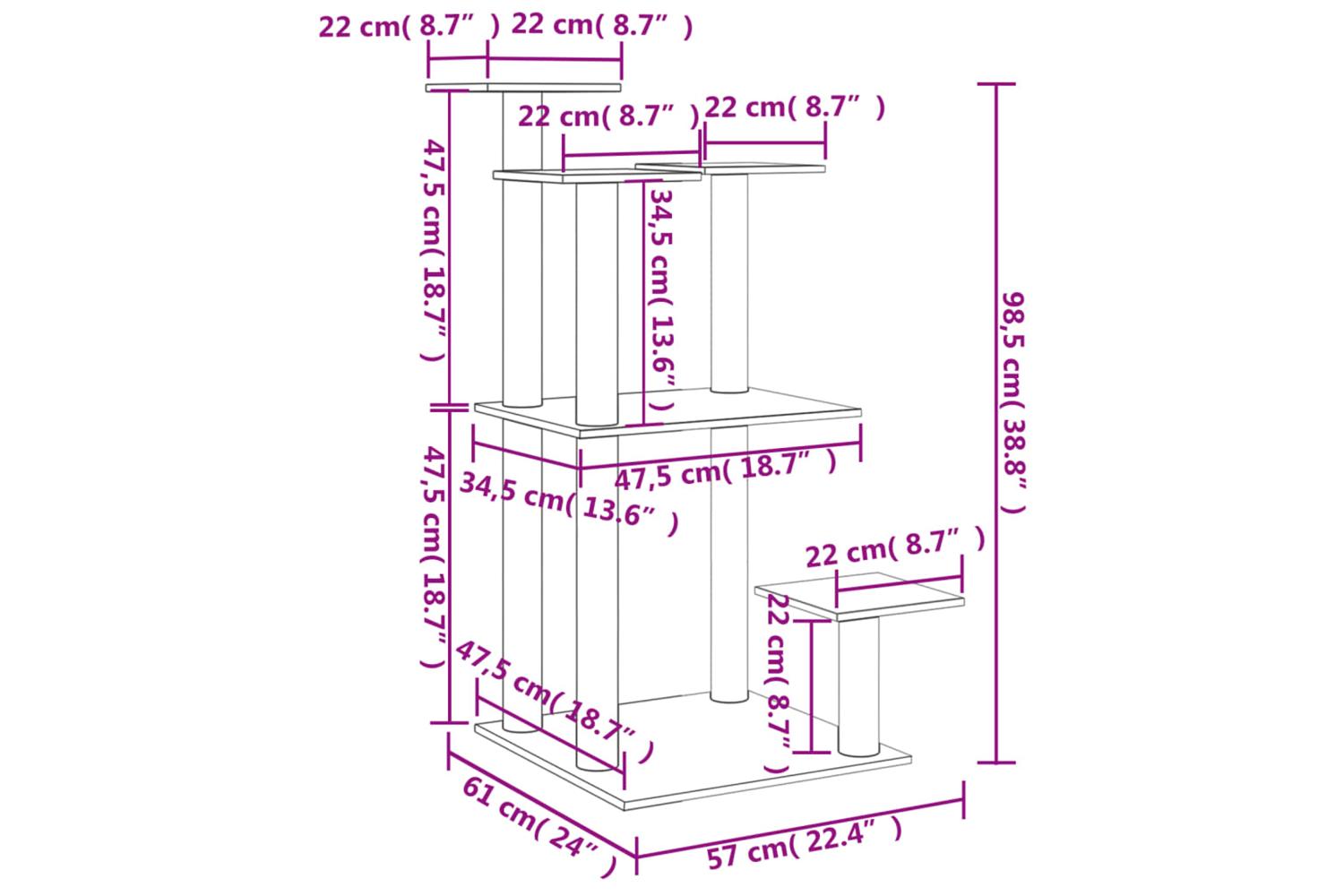 Cat Scratching Posts With Platforms Cream 985 Cm-8