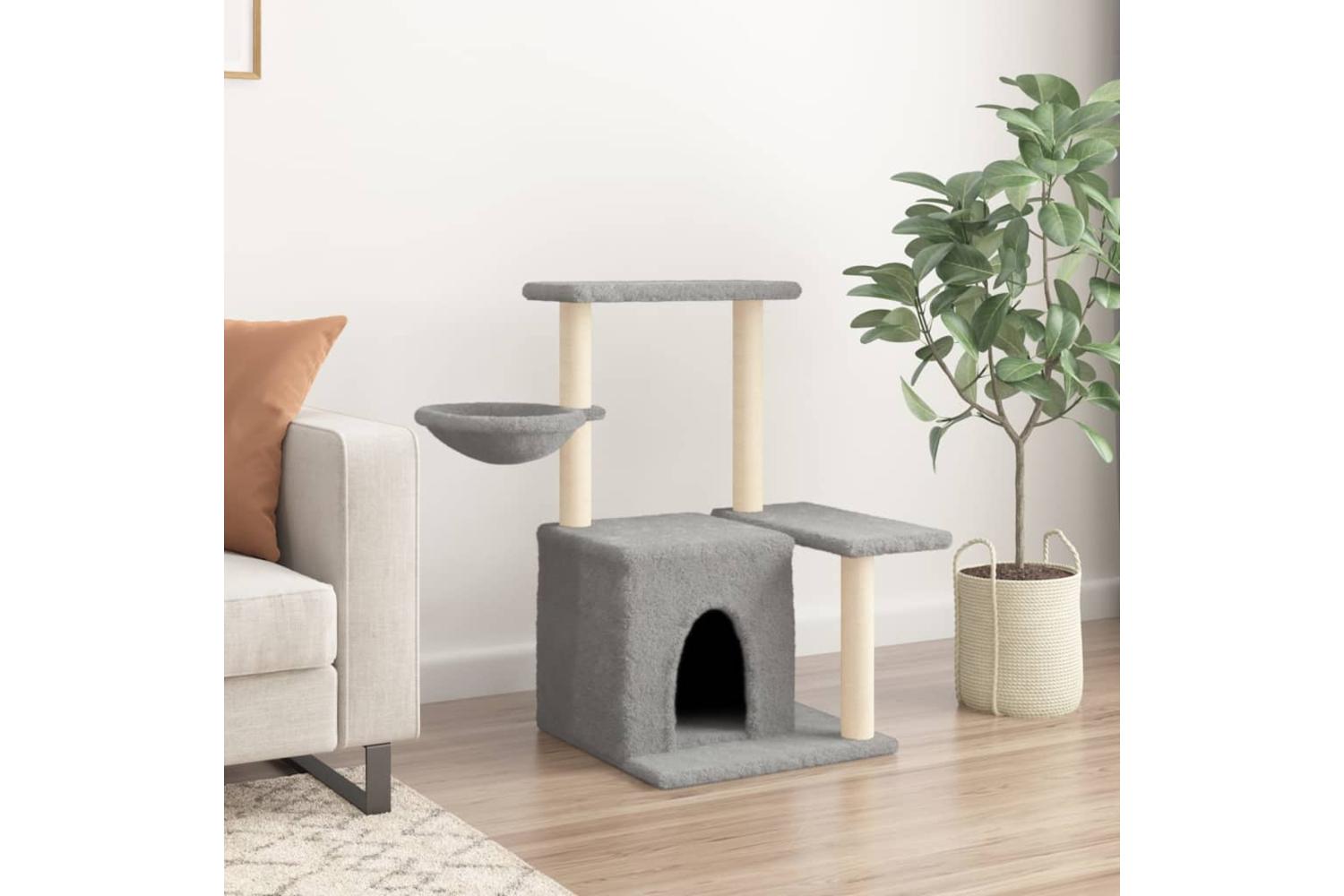 Cat Tree With Sisal Scratching Posts Light Grey 83 Cm-3