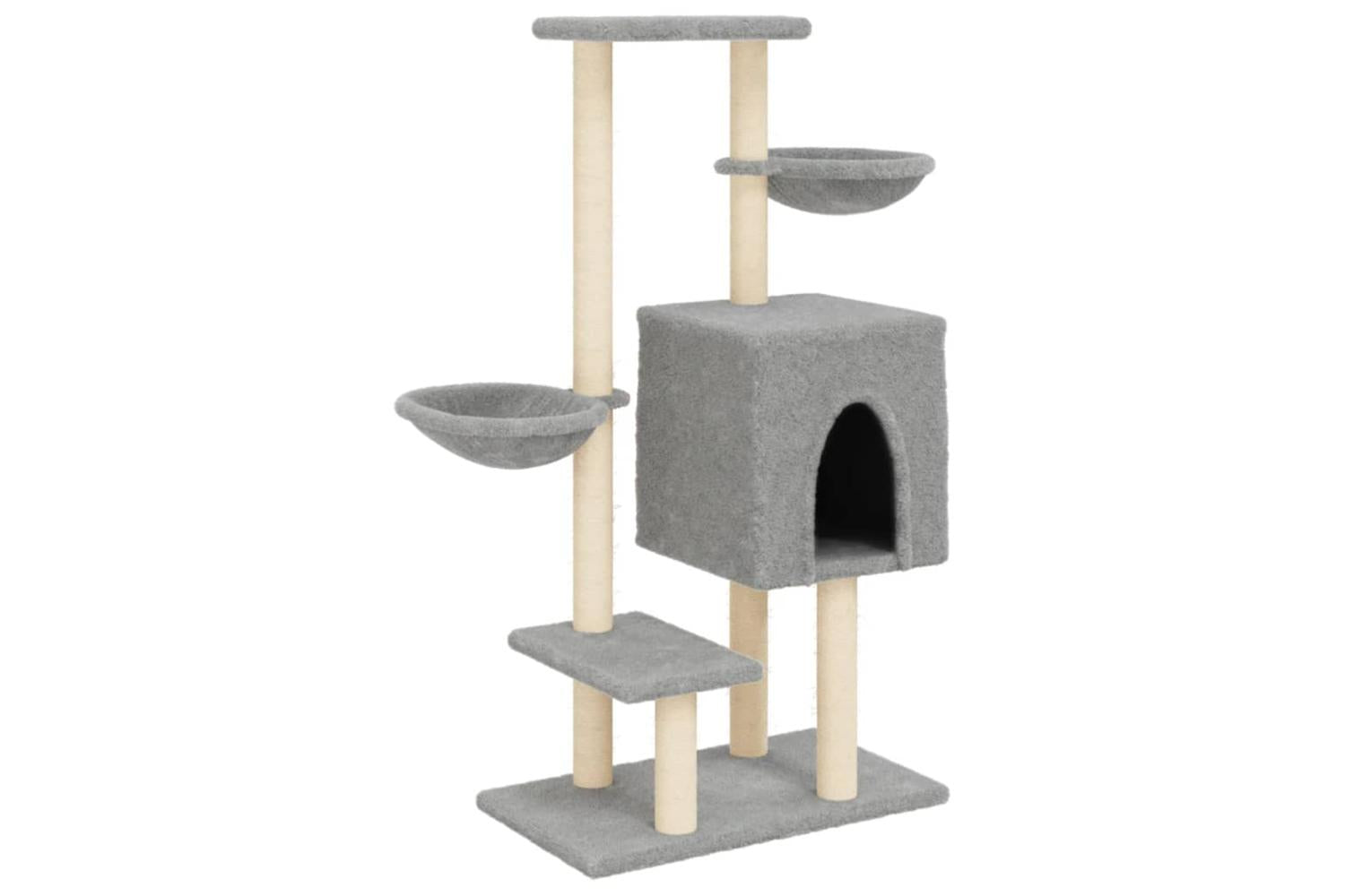 Cat Tree With Sisal Scratching Posts Light Grey 117 Cm-2