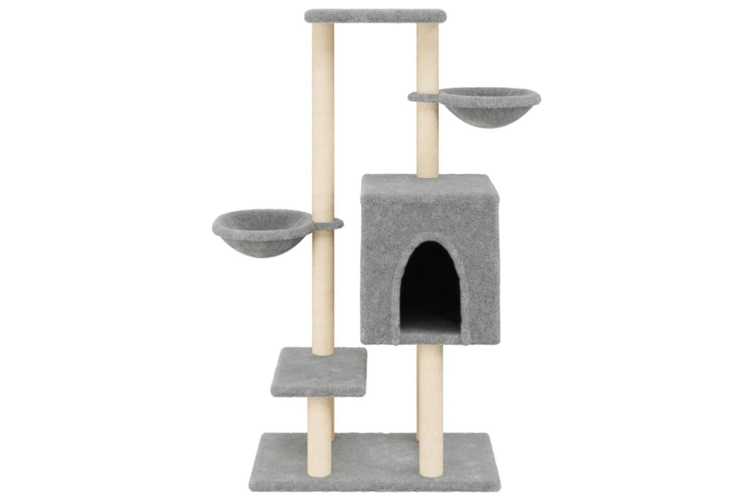 Cat Tree With Sisal Scratching Posts Light Grey 117 Cm-4