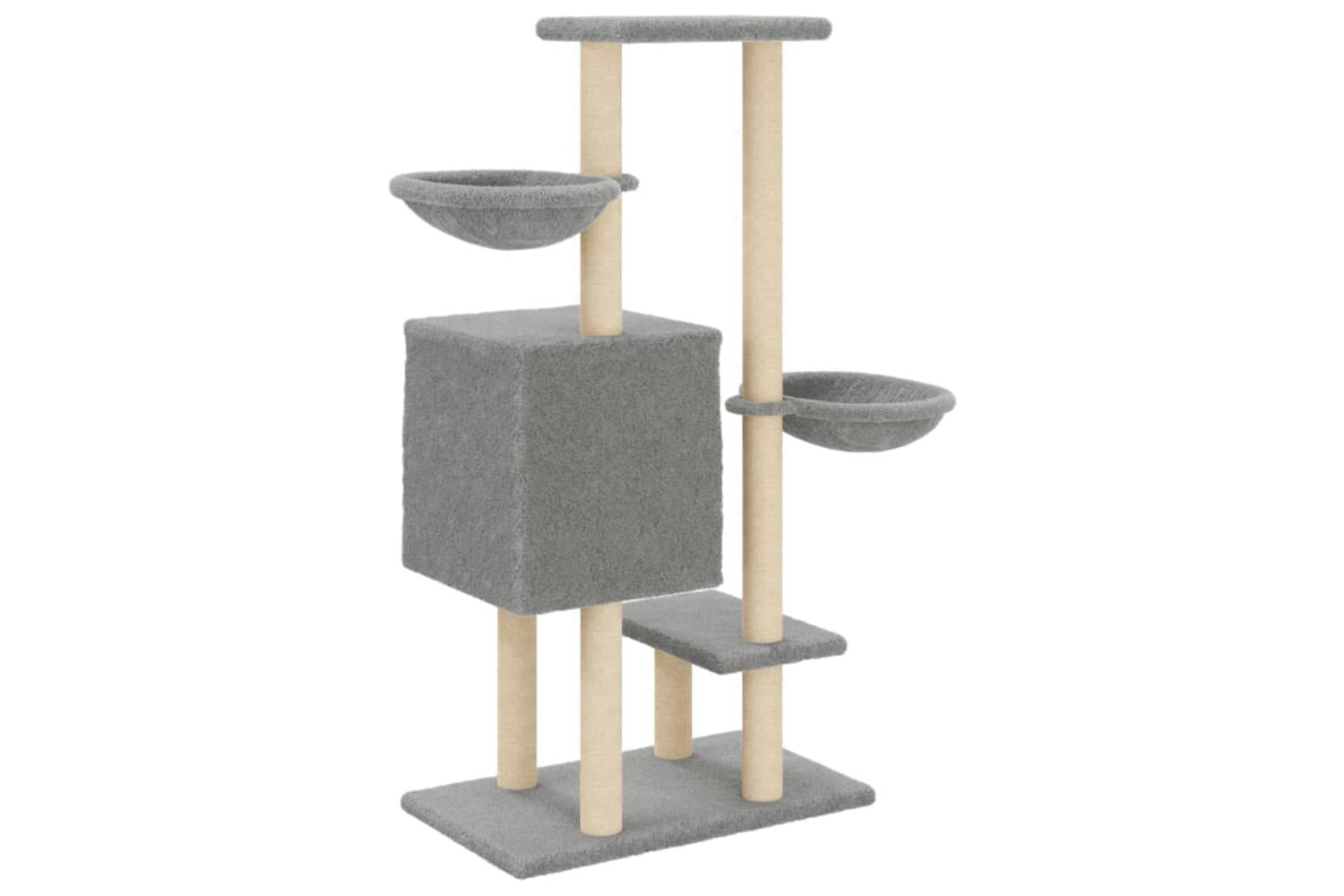 Cat Tree With Sisal Scratching Posts Light Grey 117 Cm-6