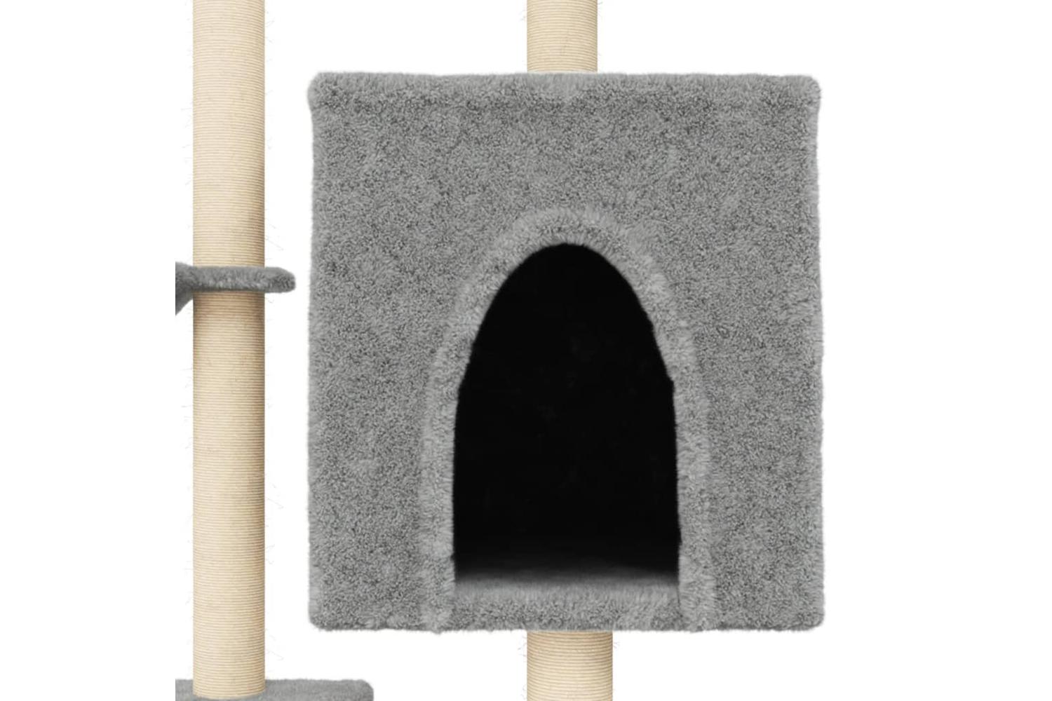 Cat Tree With Sisal Scratching Posts Light Grey 117 Cm-7