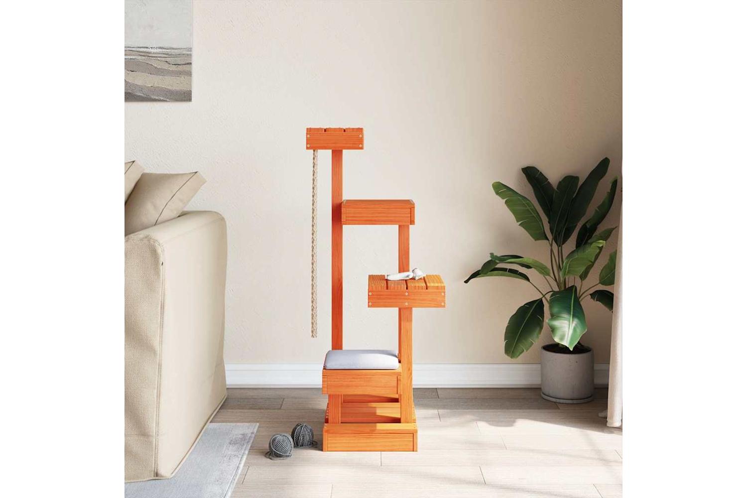 Cat Tree Wax Brown 455x49x103 Cm Solid Wood Pine-3