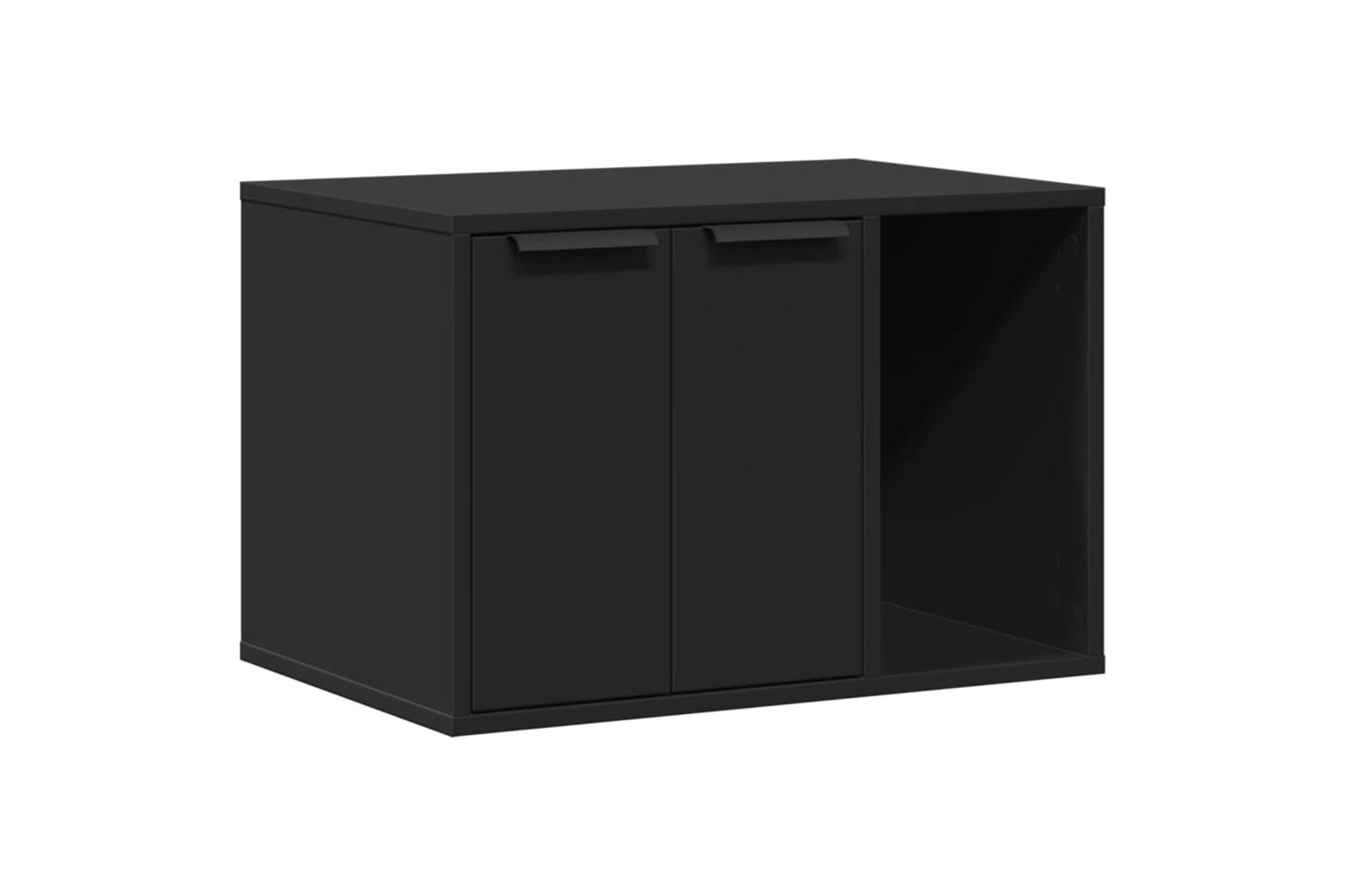 Cat Litter Box Enclosure Black 60x40x40 Cm Engineered Wood-2