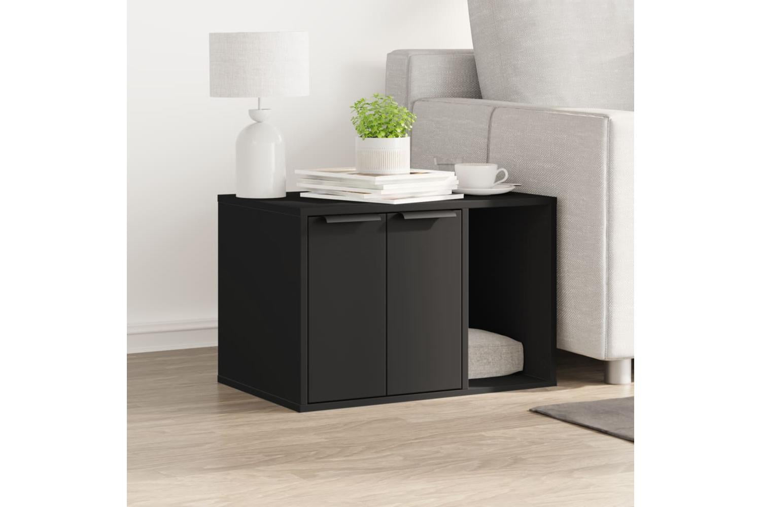 Cat Litter Box Enclosure Black 60x40x40 Cm Engineered Wood-3