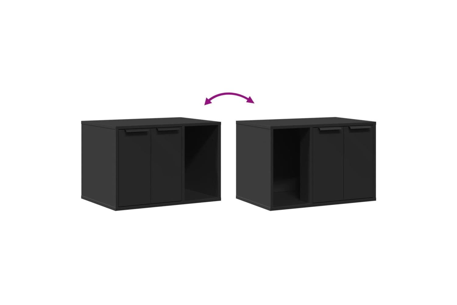 Cat Litter Box Enclosure Black 60x40x40 Cm Engineered Wood-8