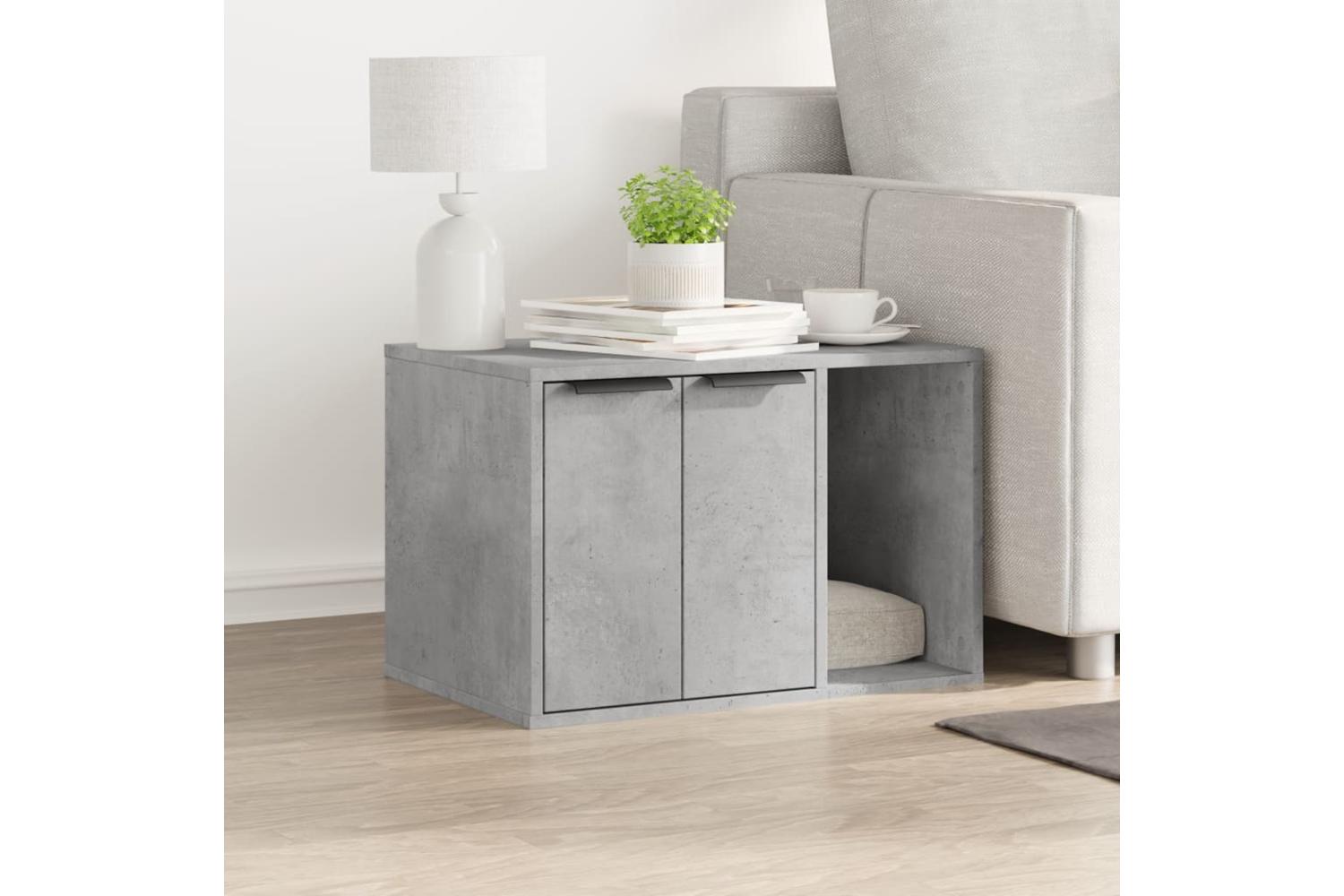 Cat Litter Box Enclosure Concrete Grey 60x40x40 Cm Engineered Wood-3