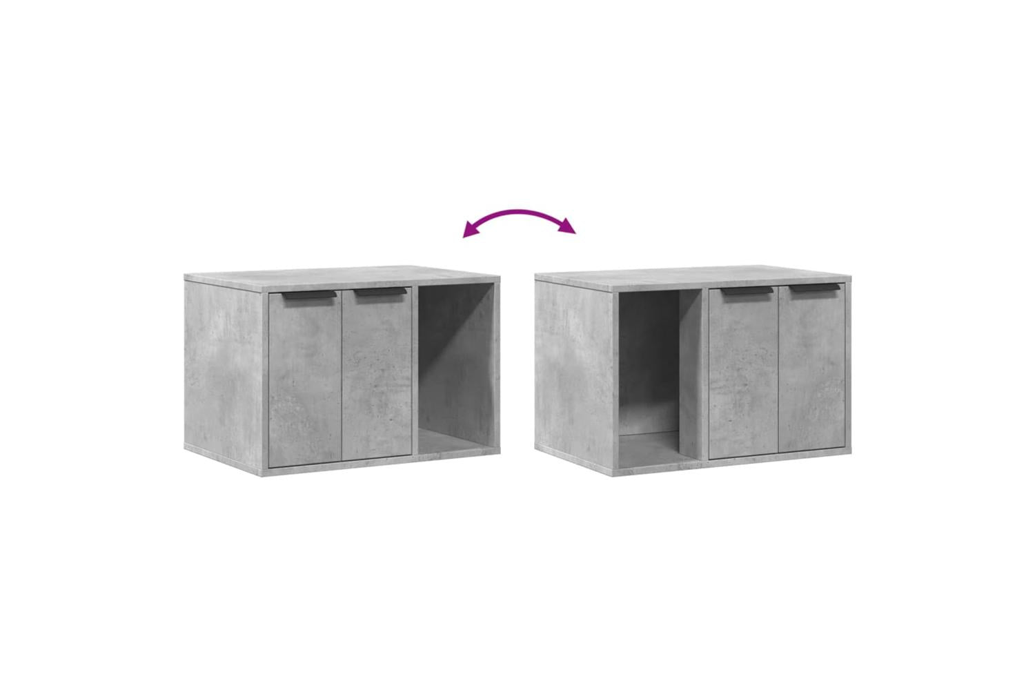 Cat Litter Box Enclosure Concrete Grey 60x40x40 Cm Engineered Wood-8