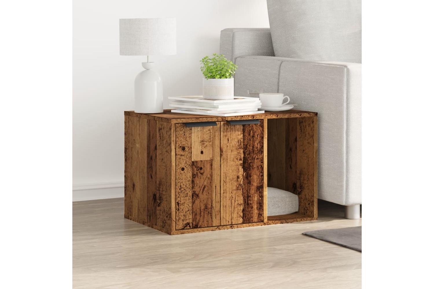 Cat Litter Box Enclosure Old Wood 60x40x40 Cm Engineered Wood-3