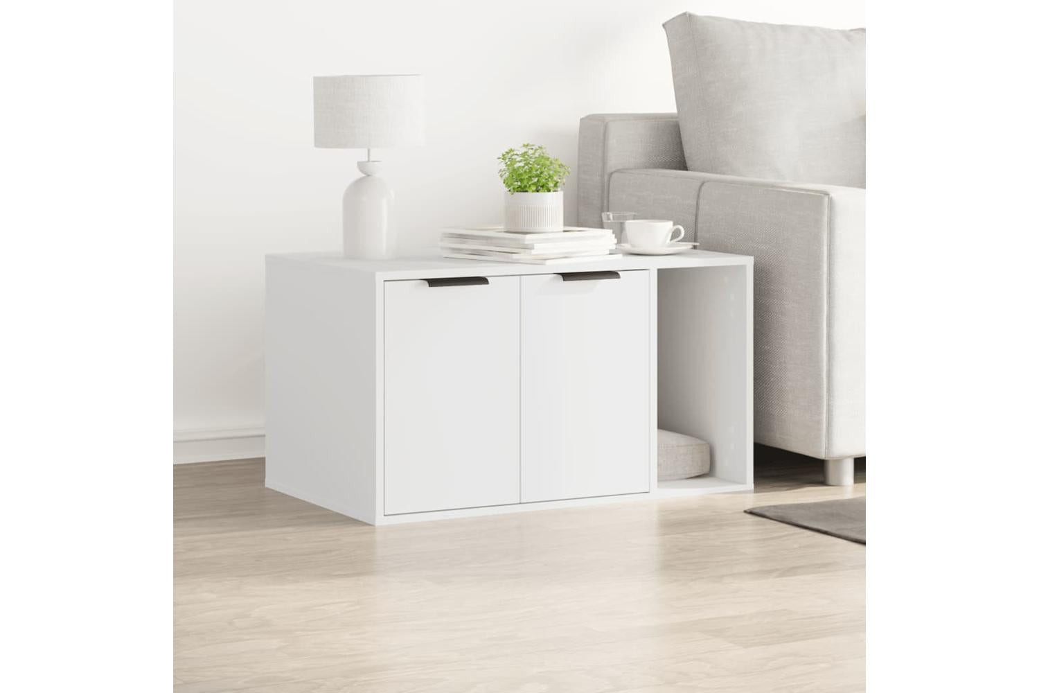 Cat Litter Box Enclosure White 80x50x45 Cm Engineered Wood-3