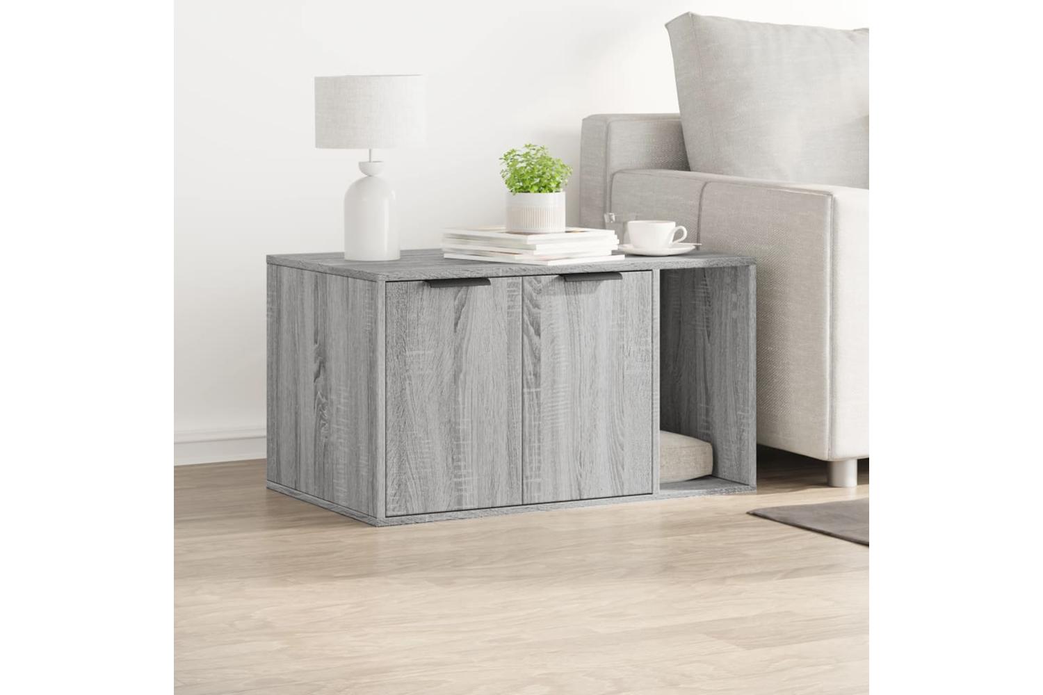 Cat Litter Box Enclosure Grey Sonoma 80x50x45 Cm Engineered Wood-3