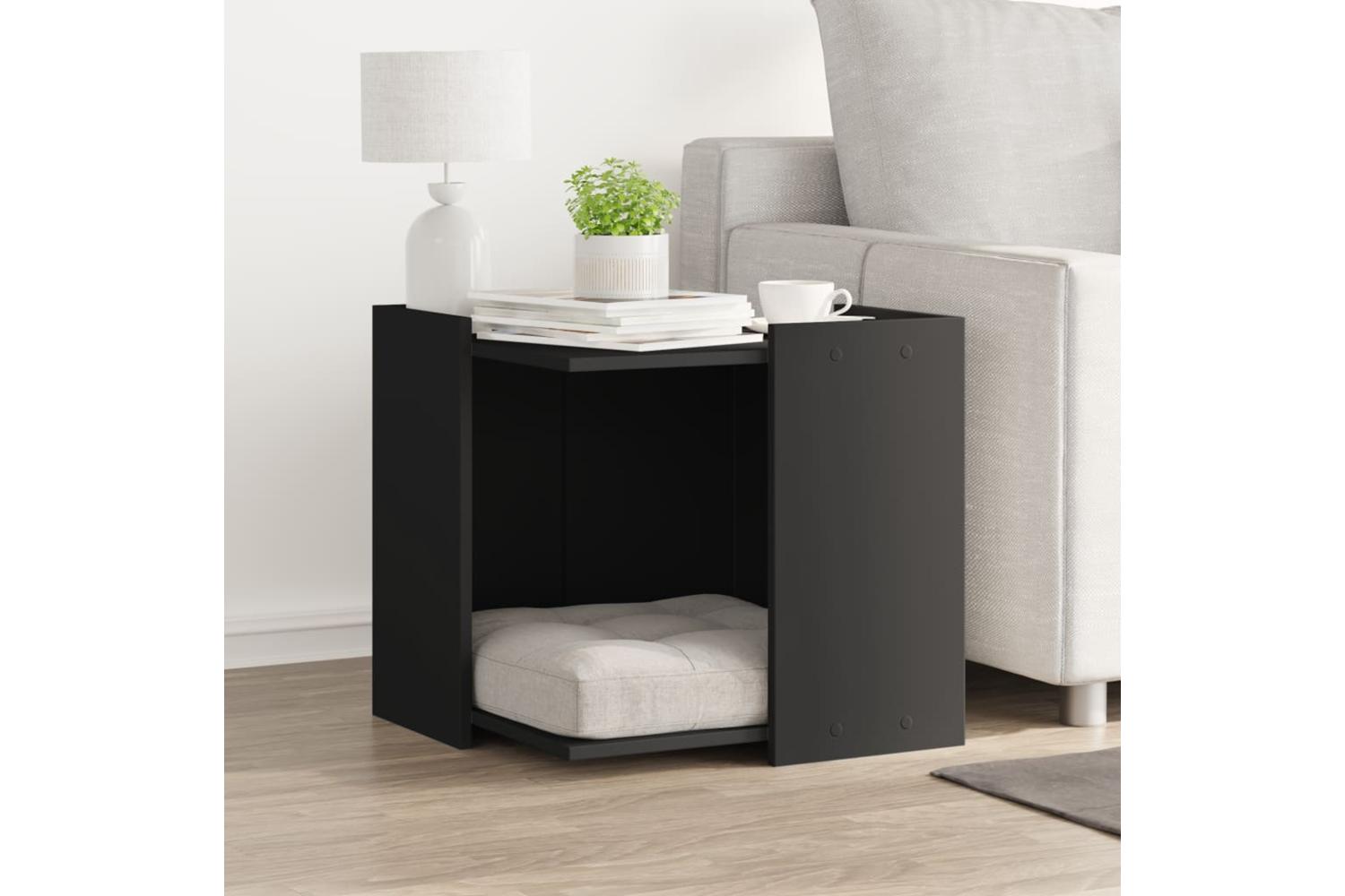 Cat Litter Box Enclosure Black 53x53x51 Cm Engineered Wood-3