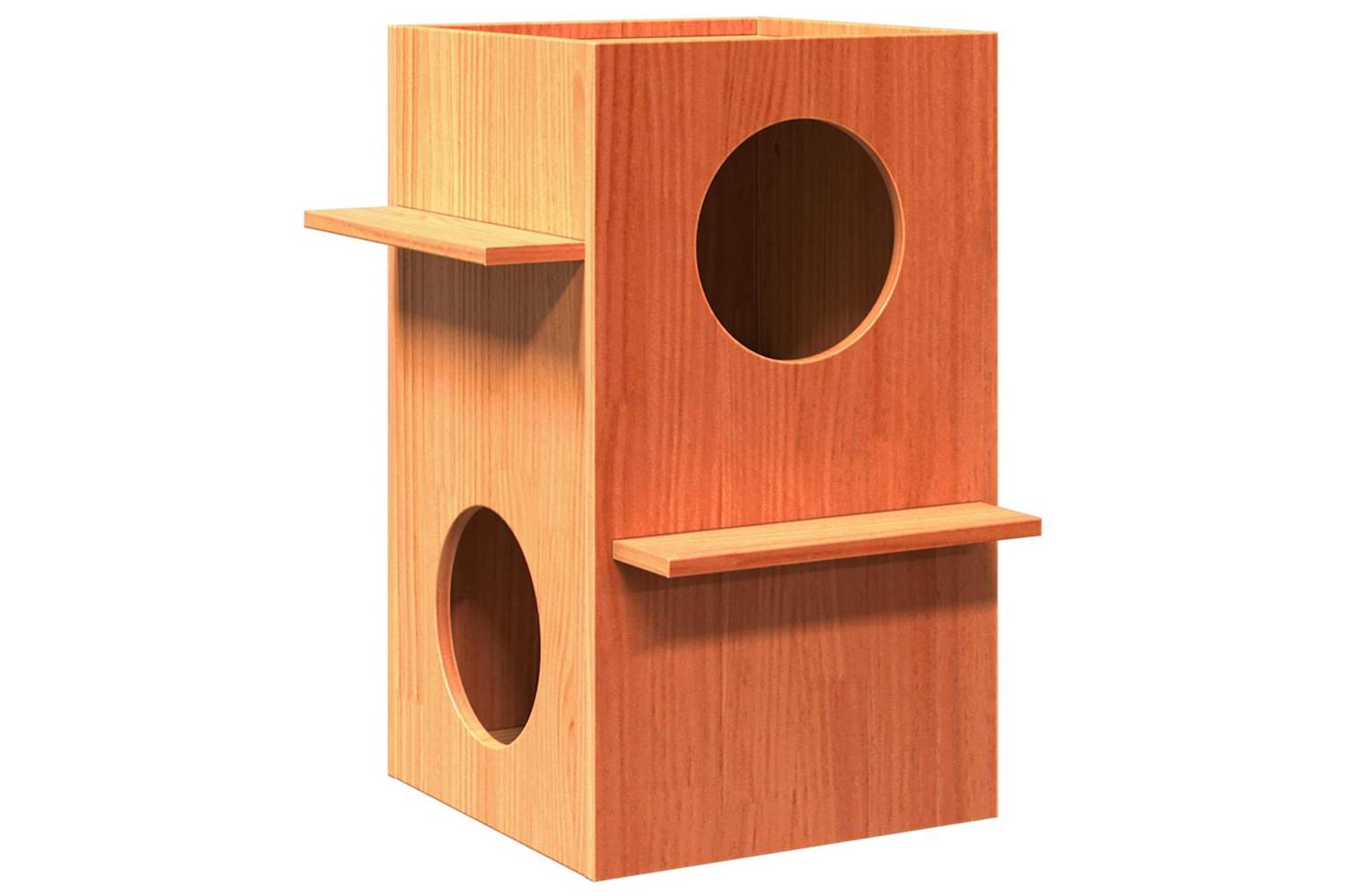 Cat House Wax Brown 43x43x60 Cm Solid Wood Pine