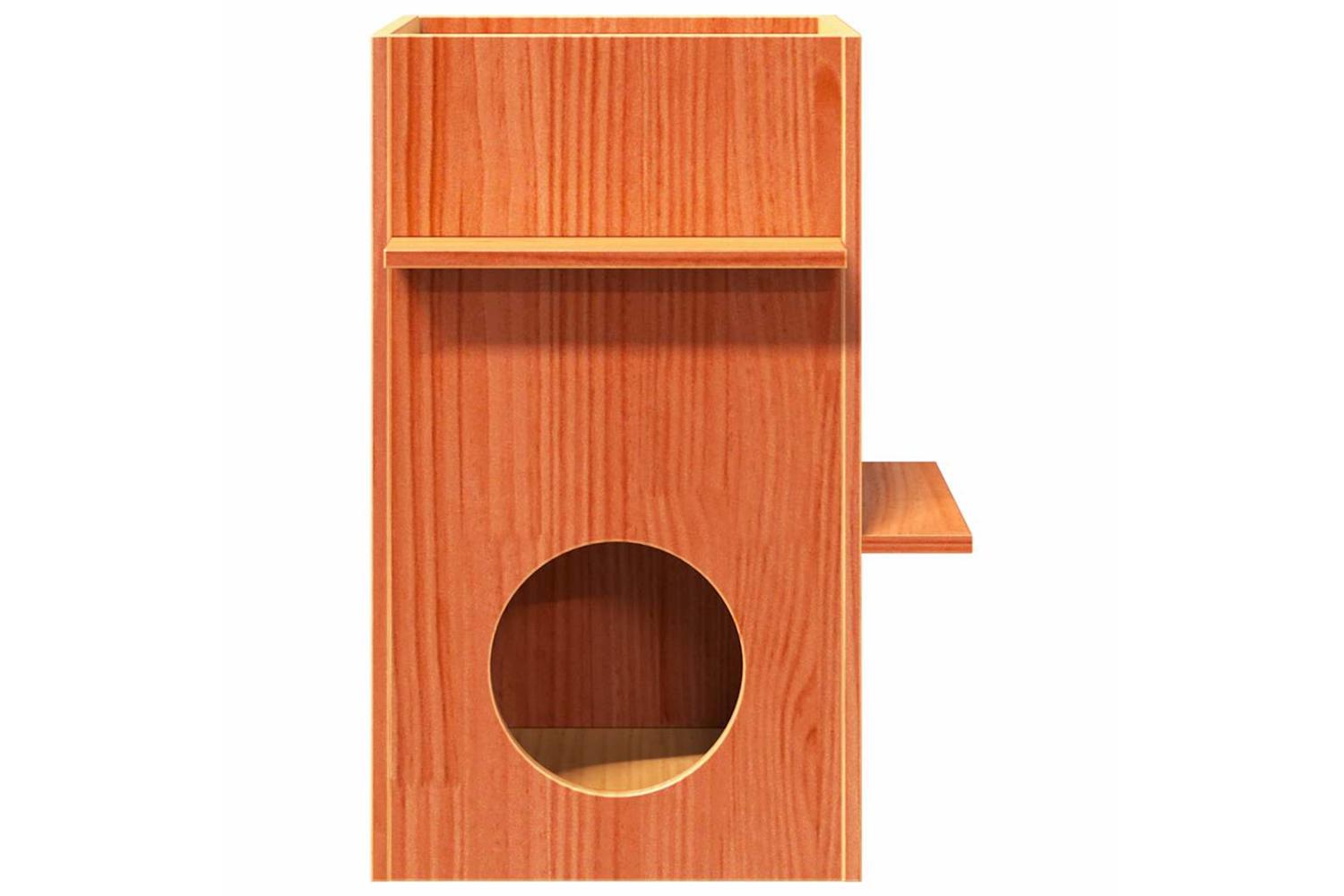 Cat House Wax Brown 43x43x60 Cm Solid Wood Pine-4
