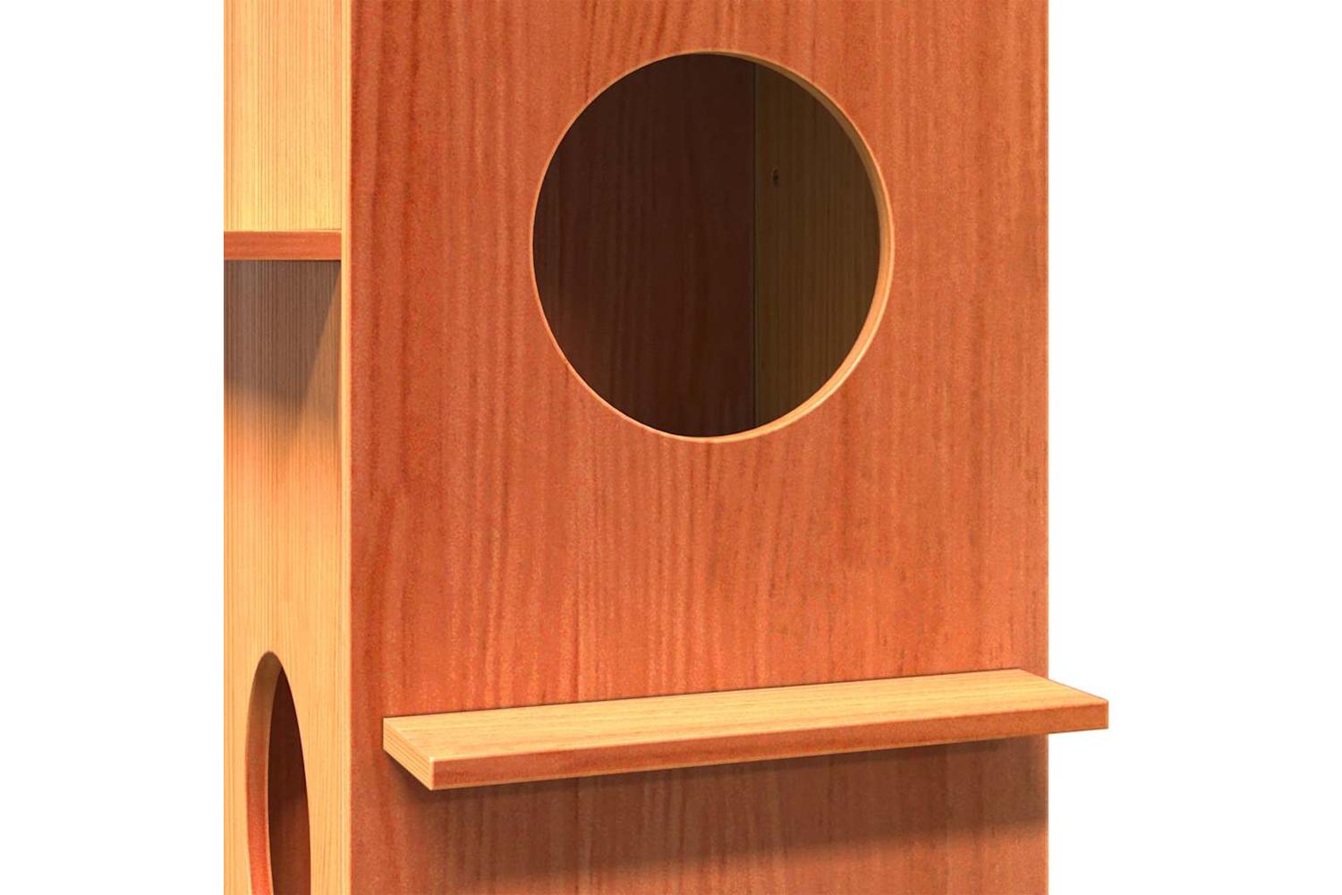Cat House Wax Brown 43x43x60 Cm Solid Wood Pine-6