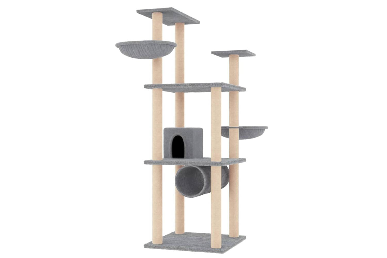 Cat Tree With Sisal Scratching Posts Light Grey 141 Cm