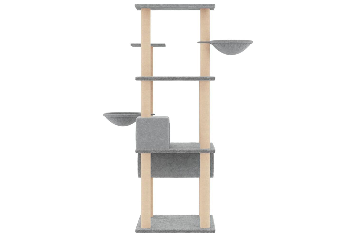 Cat Tree With Sisal Scratching Posts Light Grey 141 Cm-4